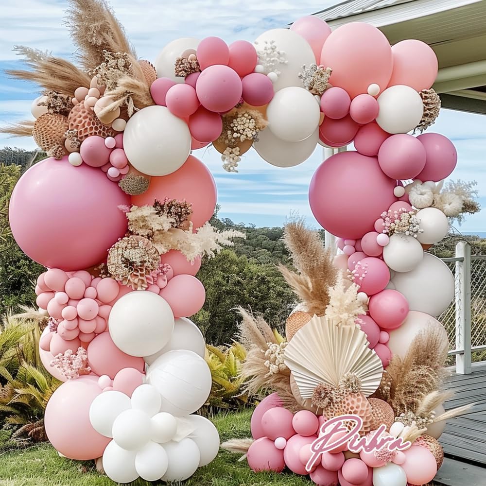Pink Balloon Garland - Dusty Rose Light Pink Latex Balloons Arch Different Sizes 18/12/5 Inch for Birthday Baby Shower Wedding Bridal Engagement Party Decorations