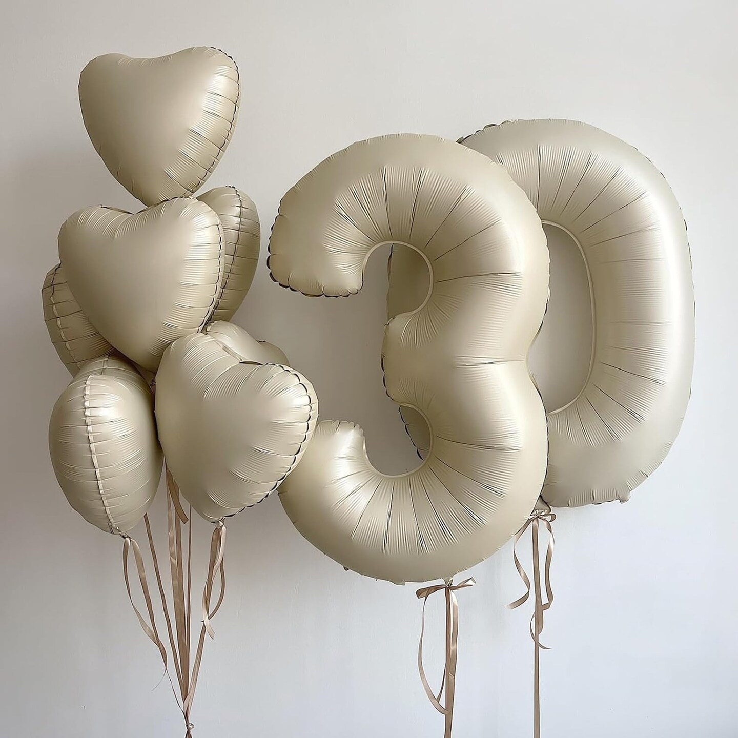White Heart Balloons,10Pcs Cream White Foil Heart Shaped Balloons,18Inch Beige Helium Mylar Balloons for Valentines,Engagement,Brithday,Baby Shower,Wedding Party Decorations