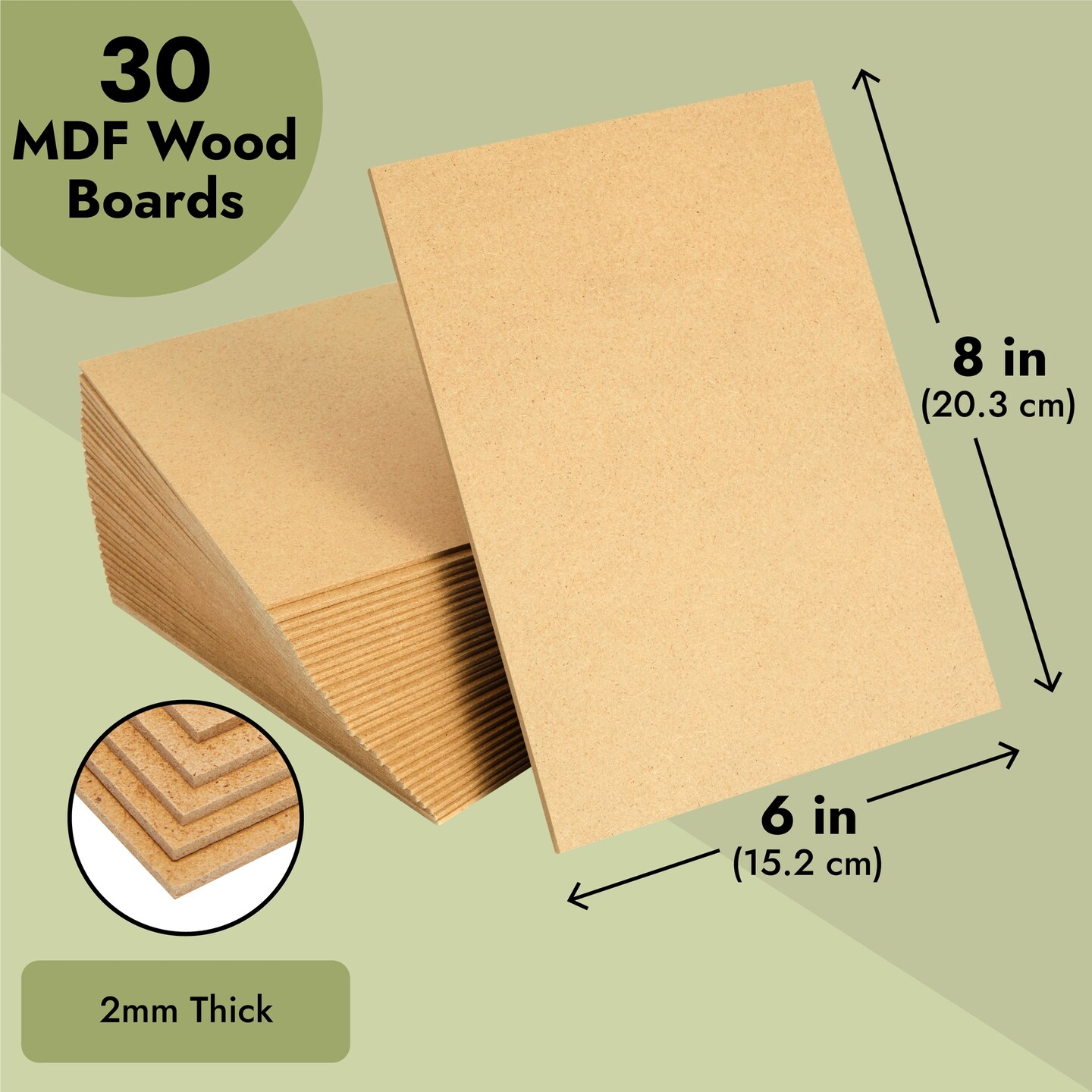 30 Sheets Thin MDF Wood Boards for Crafts, 2mm Medium Density Fiberboard (6 x 8 In, Brown)