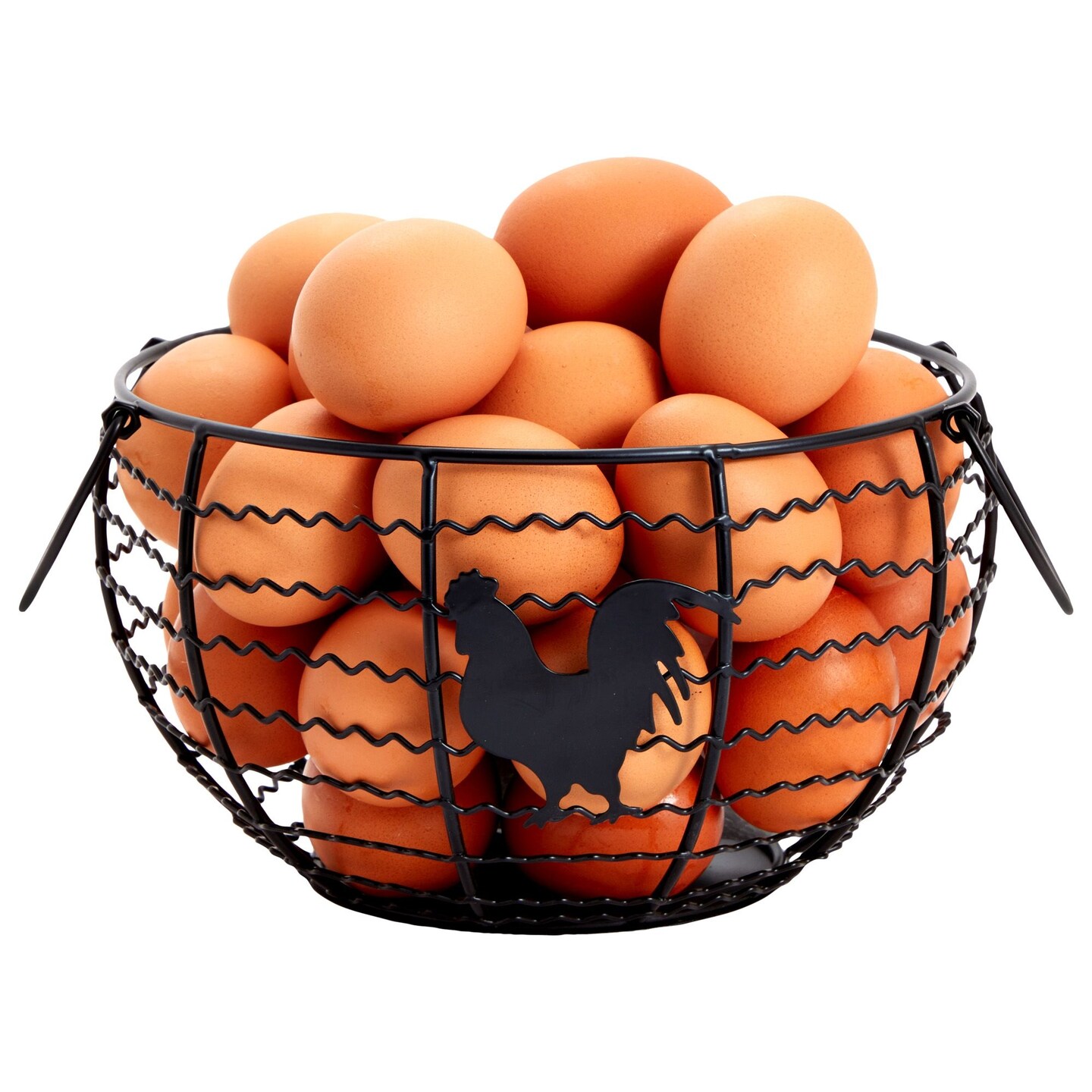 Wire Egg Collecting Basket, Farmhouse Kitchen Organizer (Black, 8.2 x 8.2 x 4.9 In)