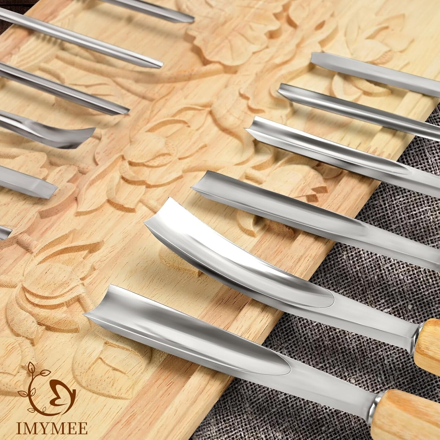 Wood Carving Tools Set of 12 Chisels With PU Storage Bag,Wood Carving Chisels,Sharp Cr-V 65 Steel Blades,Wood Chisels for Woodworking,Wood Whittling Kit for Beginners,Wood Carving Kit