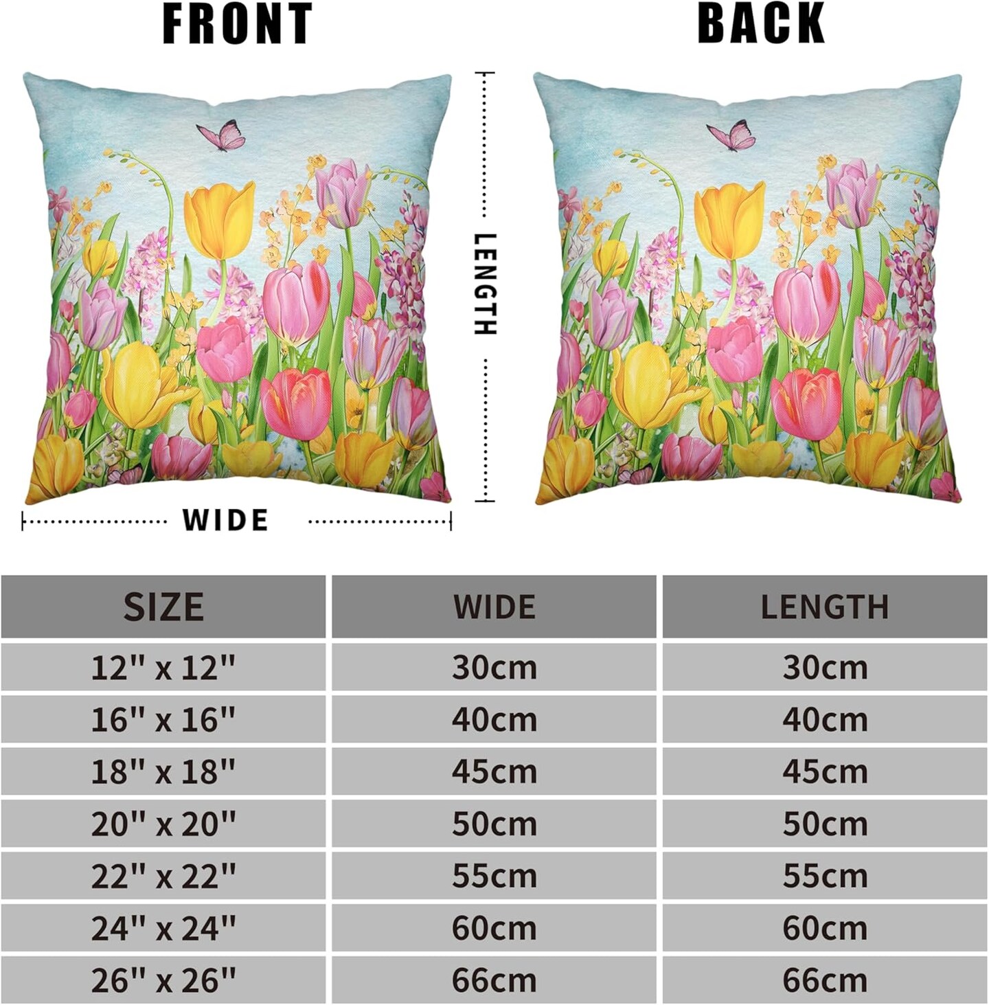 Tulip Pillow Covers 18x18 Set of 2 Spring Throw Pillow Covers Pink Yellow Tulip Floral Outdoor Pillowcase Watercolor Cotton Linen Cushion Case for Sofa Outdoor Patio