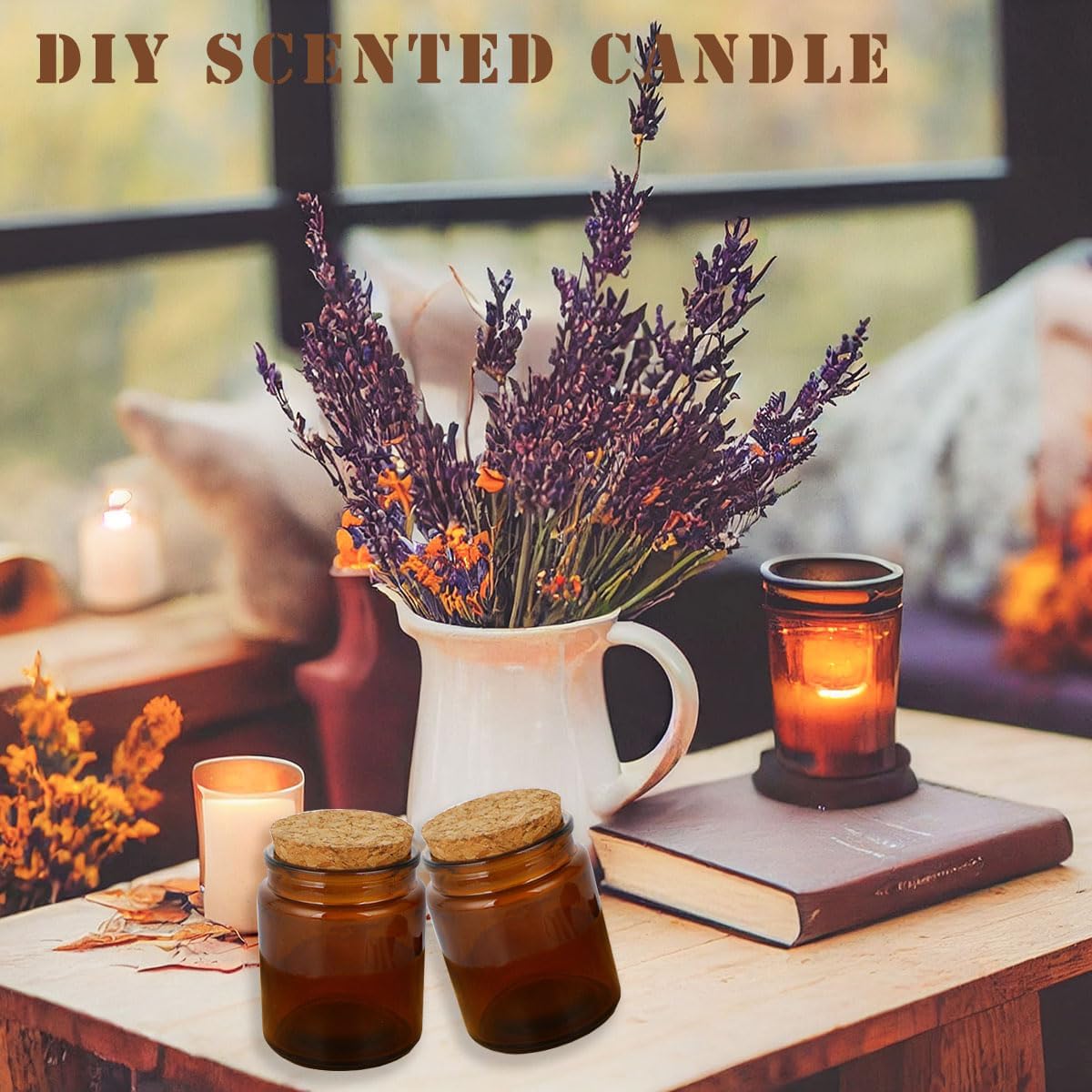 6 oz Glass Jars with Lids,Candle Making Kit,Candle Jars for Making Candles,Glass Bottles with Cork for Candle Making,Wedding,Baby Shower,Party Favors Decoration 16 Pack