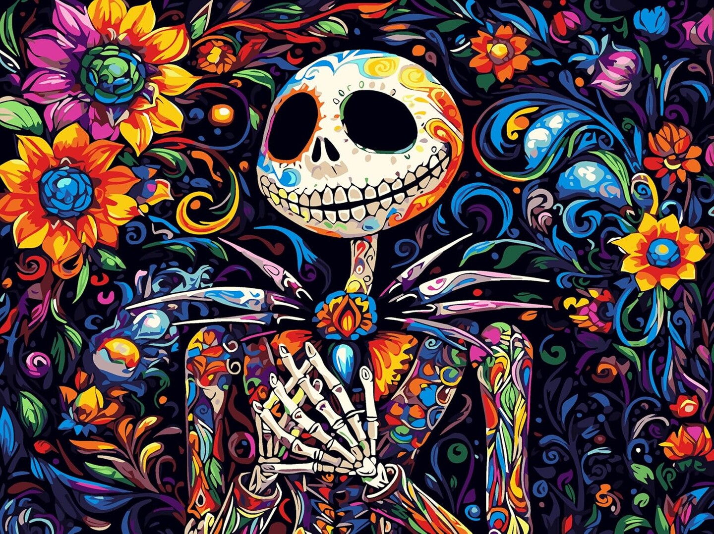 Jack Paint by Numbers Kit for Adults – Beginner-Friendly Halloween Canvas Painting, Easy Acrylic Paint by Numbers for Home Décor and Gifts (16 x 12 inches, Nightmare Before Christmas Design)
