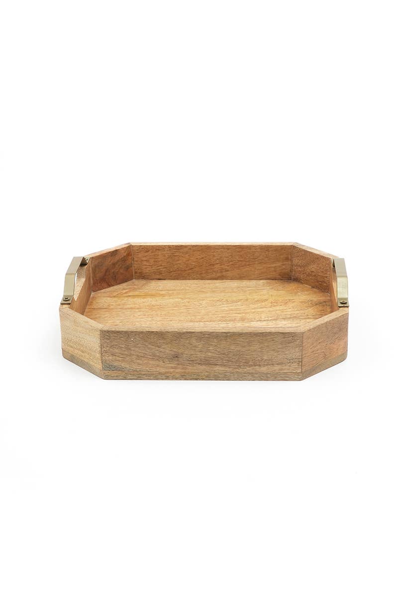 Handcrafted Octagonal Mango Wood Decor &#x26; Serving Tray