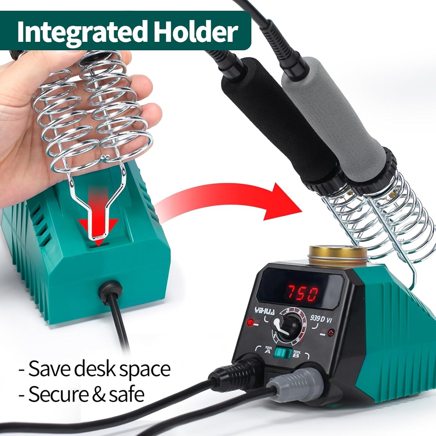 939D-VI Dual Pen Wood Burning Kit – Digital Display, Detachable Pens, 20 Nibs, 2 Wood Pieces & Tweezers.