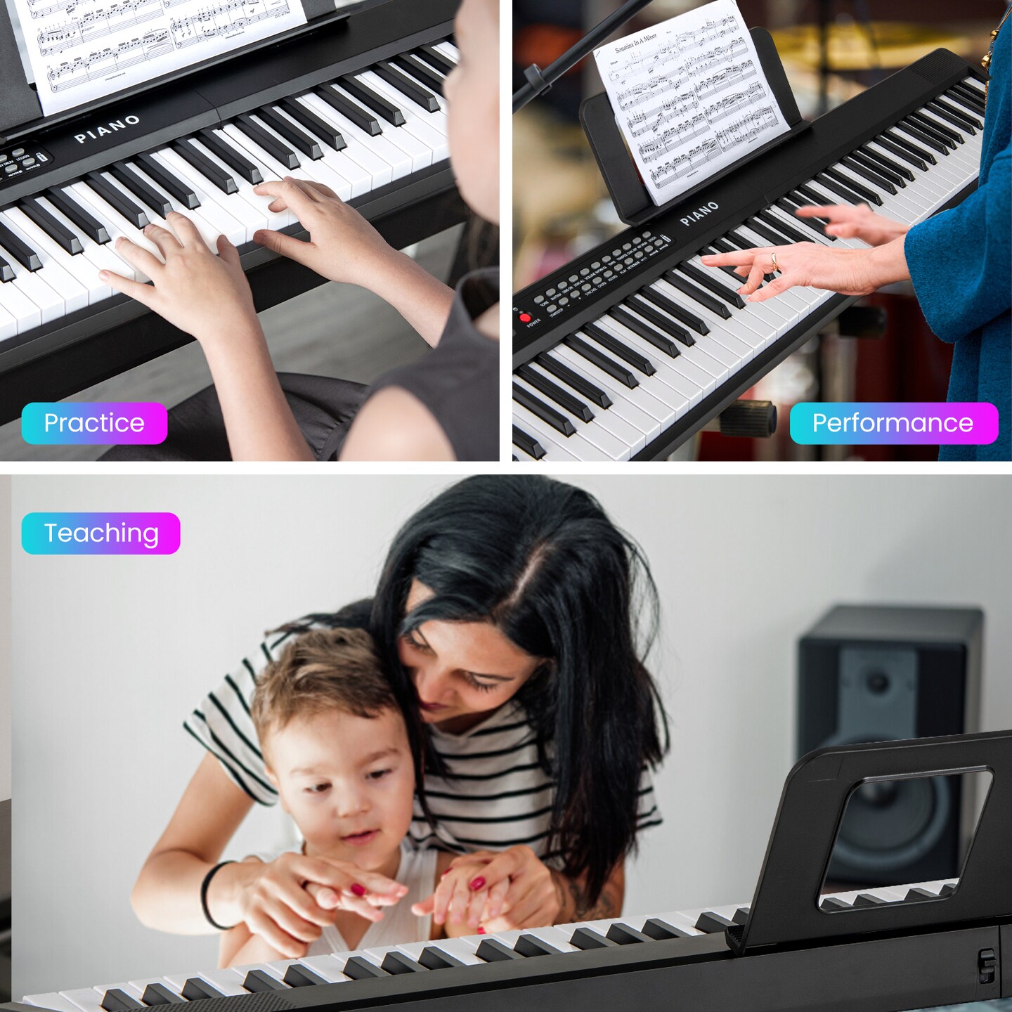 88 Key Foldable Electronic Keyboard Piano with Wireless MIDI Suitable for Kids, Teenagers and Adult