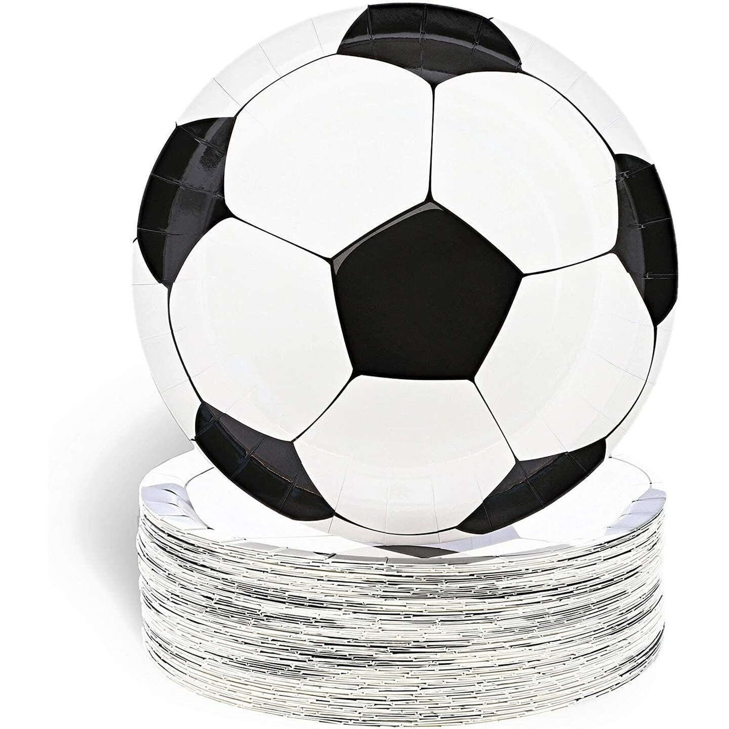 BLUE PANDA 80-Pack Soccer Paper Plates - Sports Themed Birthday Party Supplies (9 In)