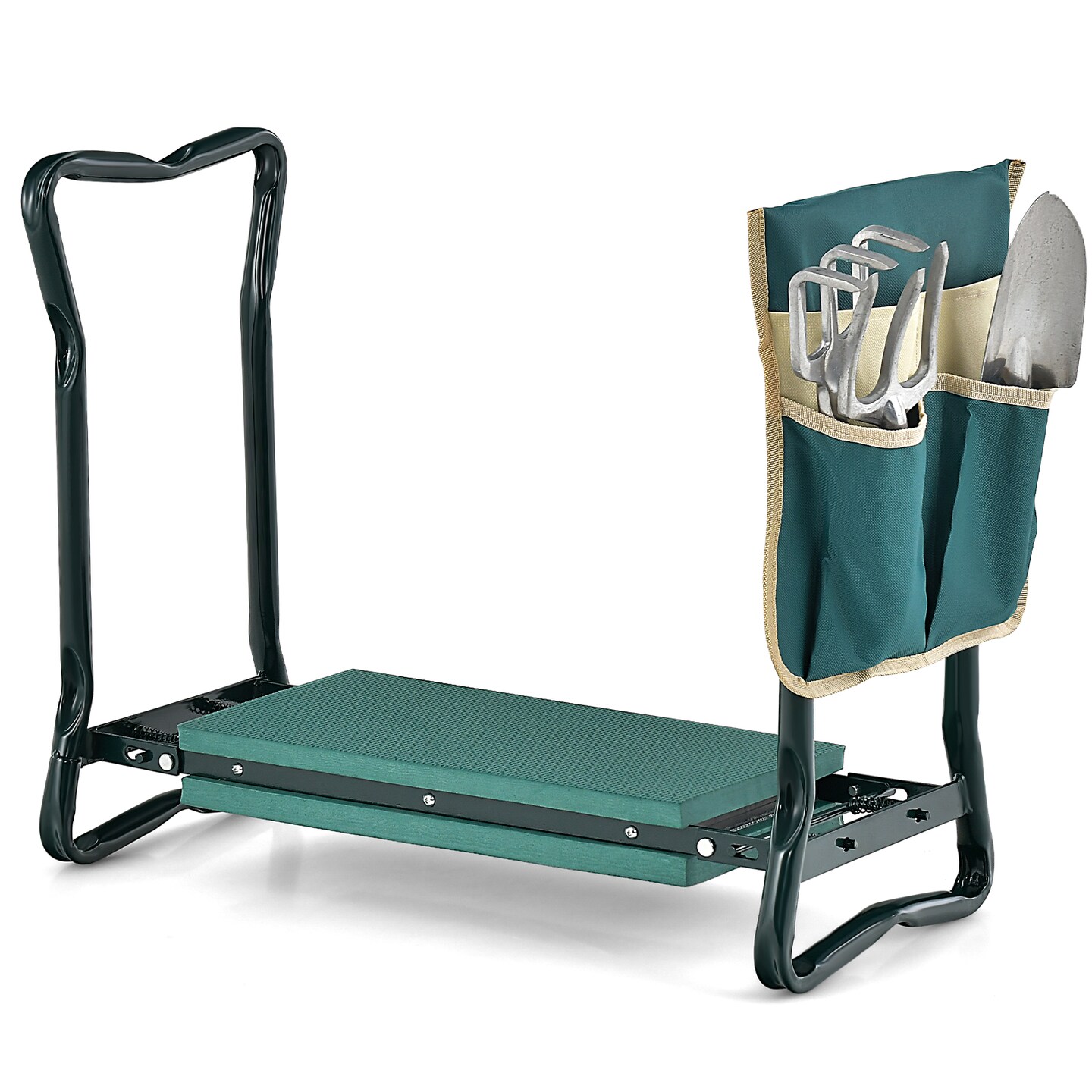Green Folding Sturdy Garden Kneeler Pad and Cushion Seat with Durable Steel Frame