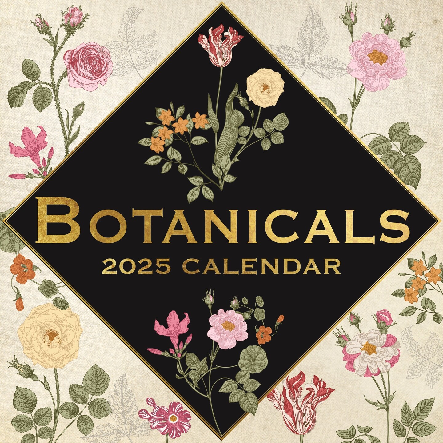 The Gifted Stationary 2025 Square Wall Calendar, Botanicals, 16-Month Arts & Antiques Theme Hanging Calendar with 180 Reminder Stickers, Month Planner for Home and Creative Spaces, 12x12 In