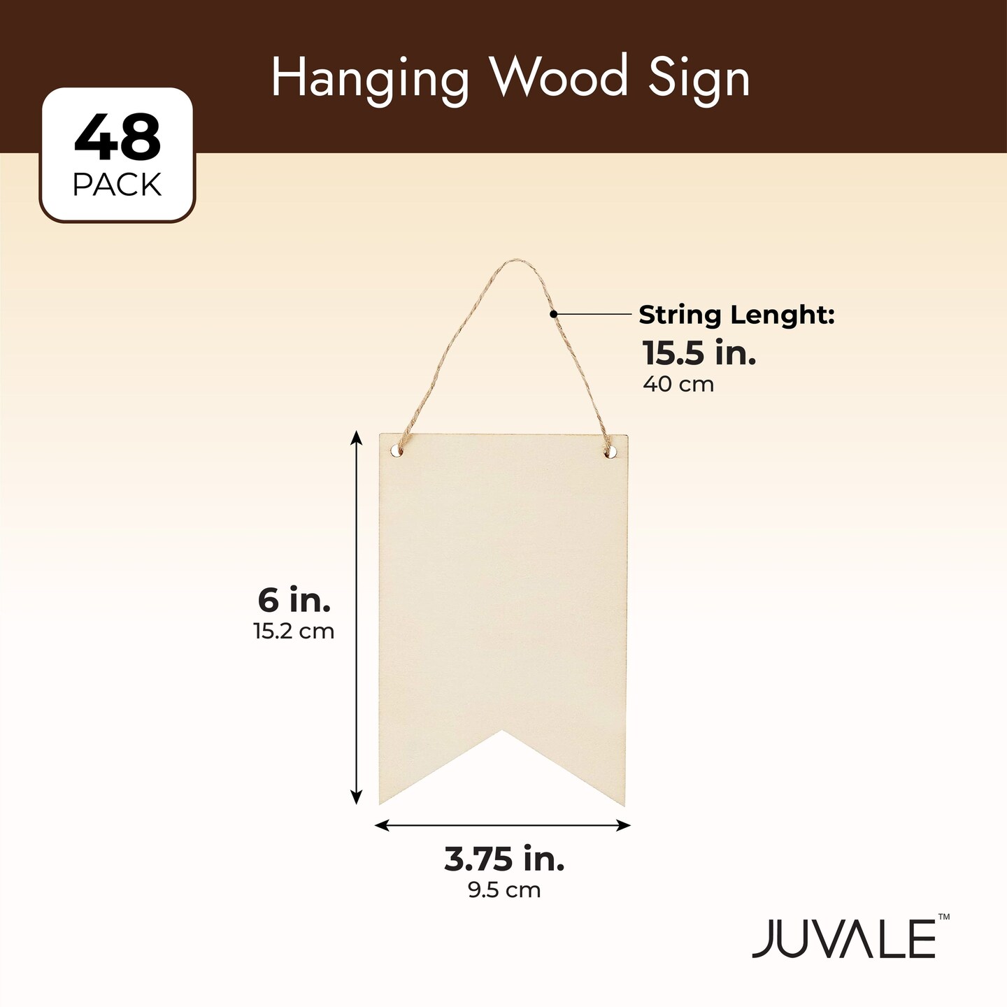 48 Pack Unfinished Blank Wood Signs for DIY Crafts, Painting, and Engraving Wall Decorations (6 x 4 In)