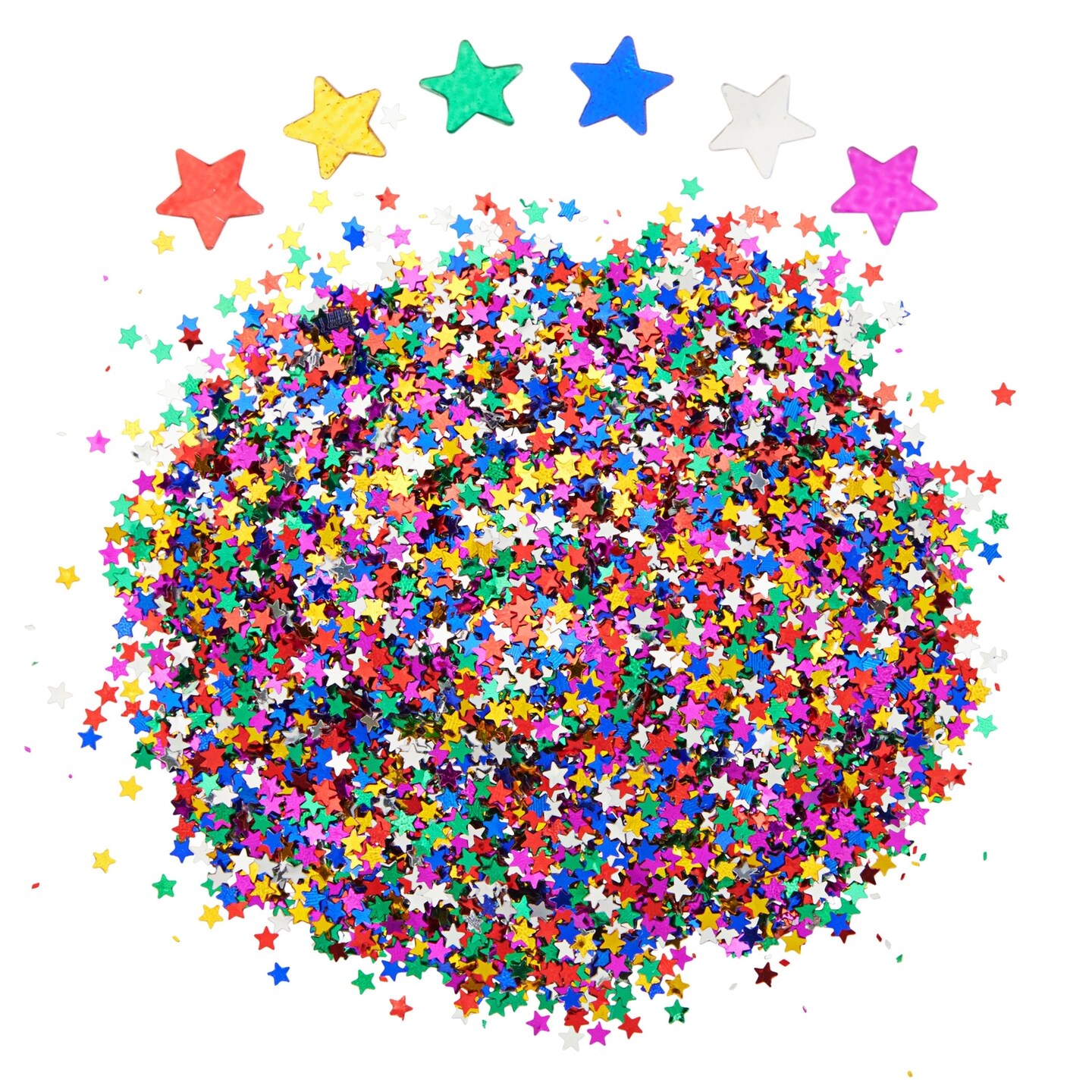 7 oz/ 200 g Rainbow Colored Star Confetti for Table Decor, Metallic Glitter Foil, Star Sequins for Birthday Party, Wedding (0.1 In)