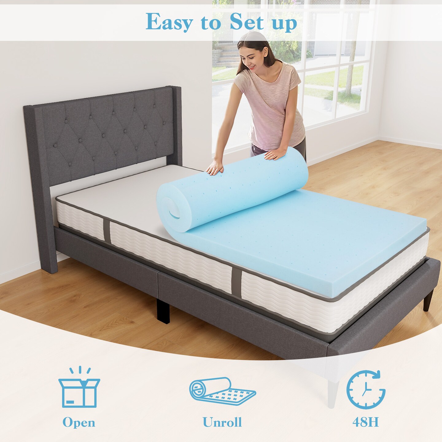 Gel Infused Memory Foam Mattress Topper Cooling Pressure Relief