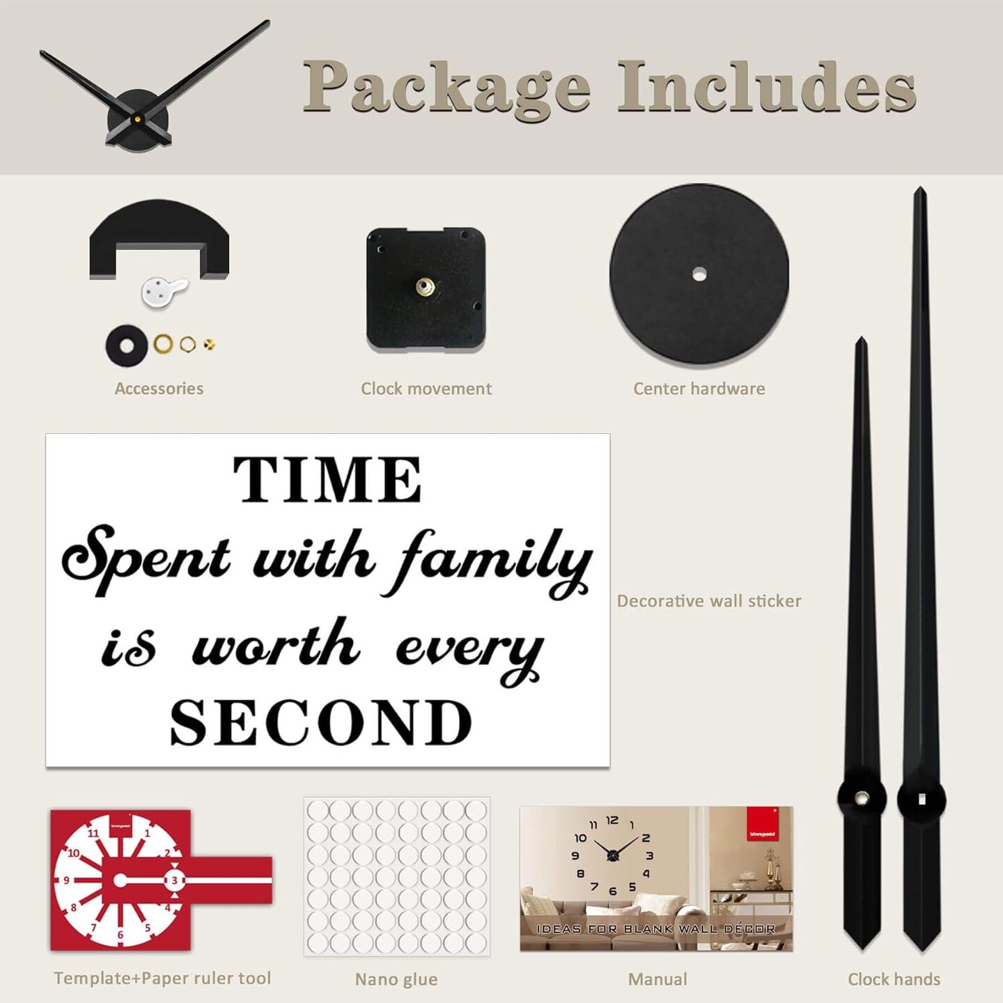 3D Clock Hands, DIY Wall Clock Hands Needles with Clock Quartz Mechanism for 3D Home Art Decor