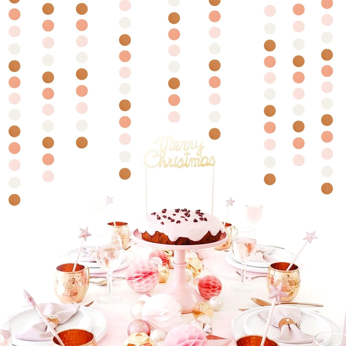 52 ft Pink, Brown & Peach Boho Paper Garland – Fall, Birthday & Wedding Decor