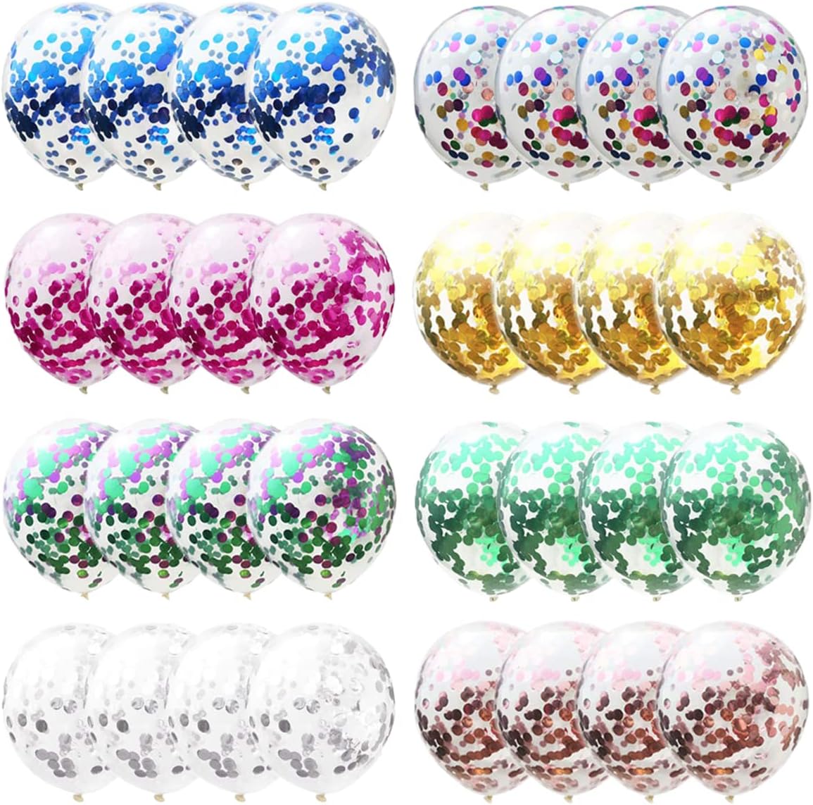 Multicolor Confetti Balloons - Latex Balloons 12 Inch Clear Balloons with Confetti Inside Wedding Birthday Baby Shower Christmas Party Supplies Decorations 32 Pcs