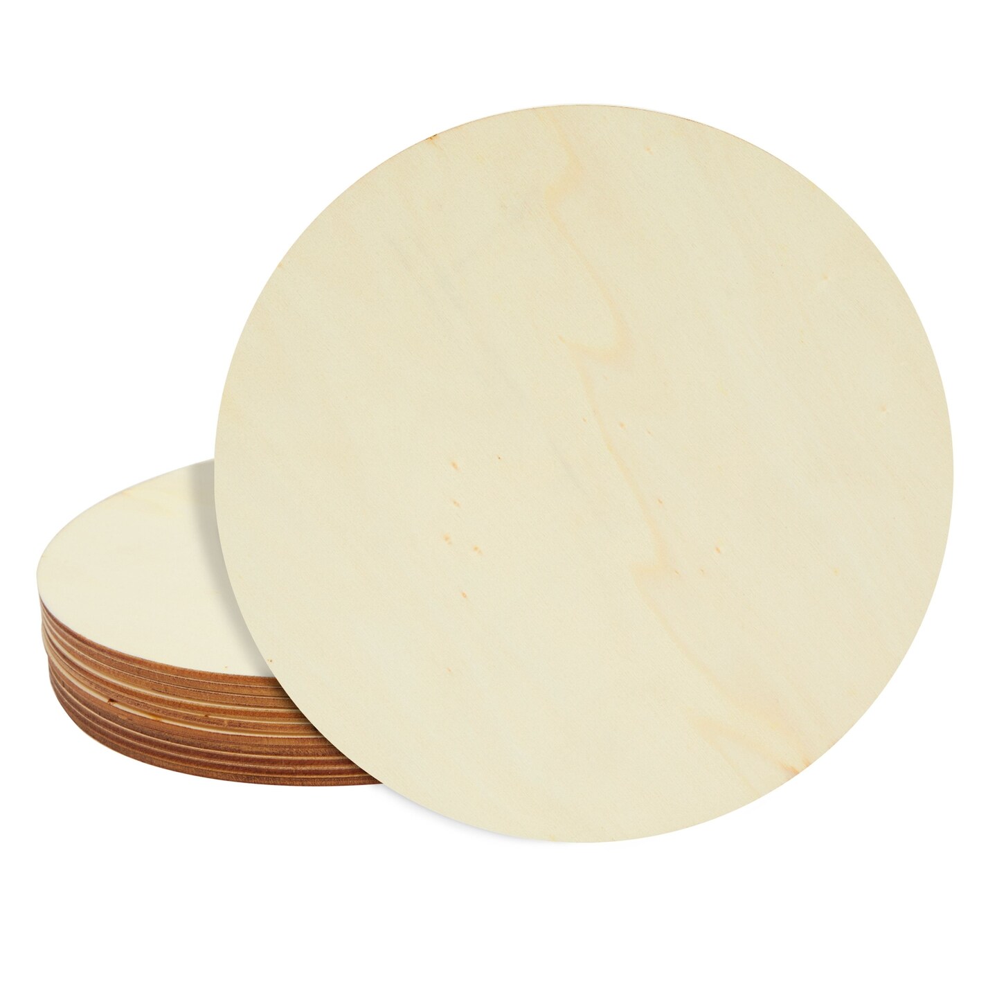 10 Pack 8 Inch Unfinished Wood Circles for Crafts, Blank Cutout Slices for Wood Burning, Engraving, Round Wooden Discs for DIY Coasters, Art Projects, 1/10 Inch Thick