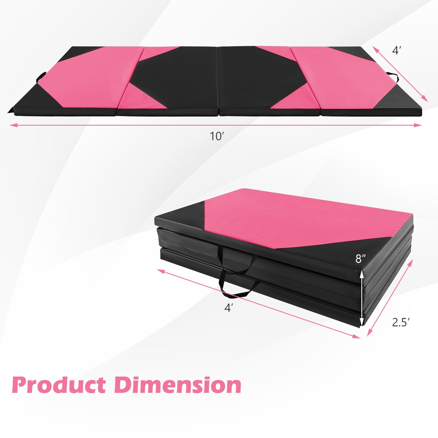 10-Feet Long Folding Exercise Mat with Waterproof PU Leather Cover Perfect for Stretches and Routines