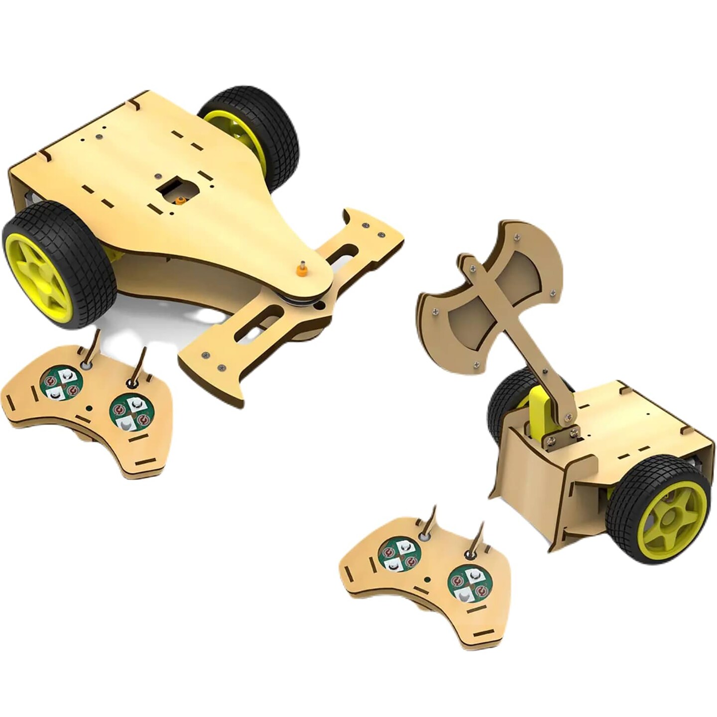 MODBOX: DIY Motorized Battle Robot Kit - 2 Pack - Build Wooden Toy Fighter Bots, Snap Assembly Pieces, Construction & Engineering Craft, STEM Kids 8+