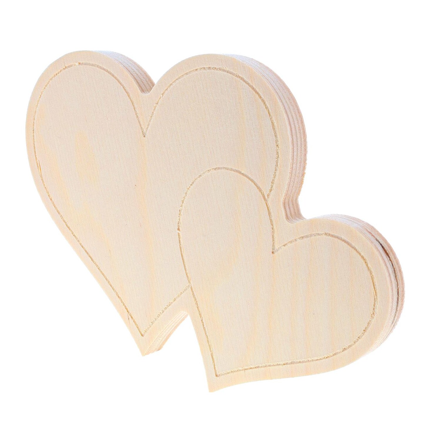 Good Wood By Leisure Arts Shape Two Hearts 7"X 5"X .5", Wooden Shapes, Wood Shapes, Wooden Shapes Wall Decor, Large Small Shapes For Crafts