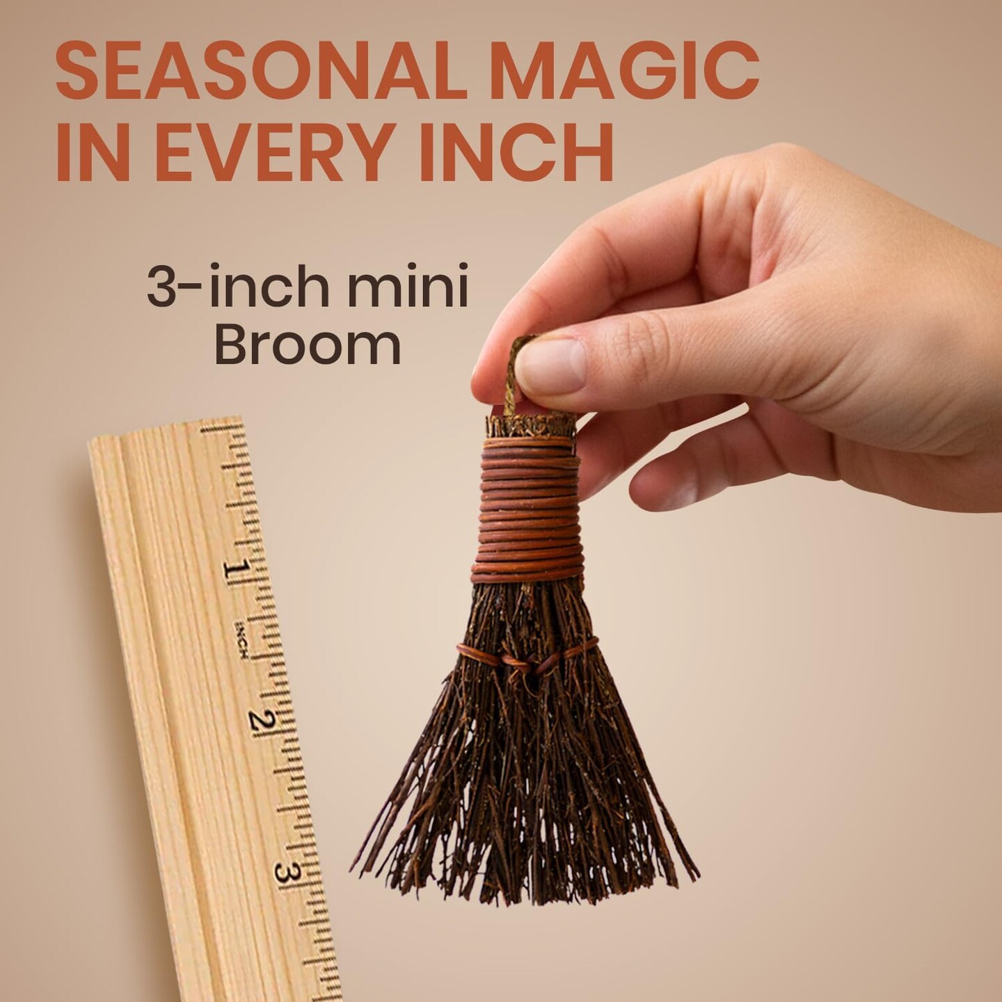 Cinnamon Broom - Cinnamon Scented 3in - Mini Broomsticks - Decorative Witch Broom for Door Protection