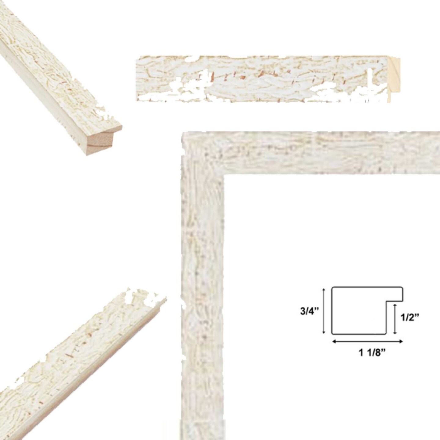 Slim White Creme Chabi Chic Farmhouse Rustic Picture Frame 40x40 frame