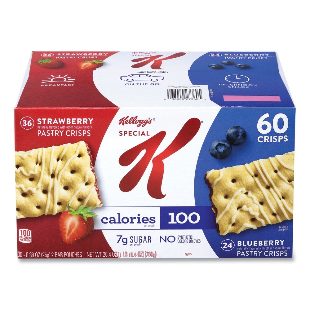 Green Rabbit Special K 0.88 oz Pastry Crisps - (36) Strawberry/(24) Blueberry (30-Pouches/Carton)