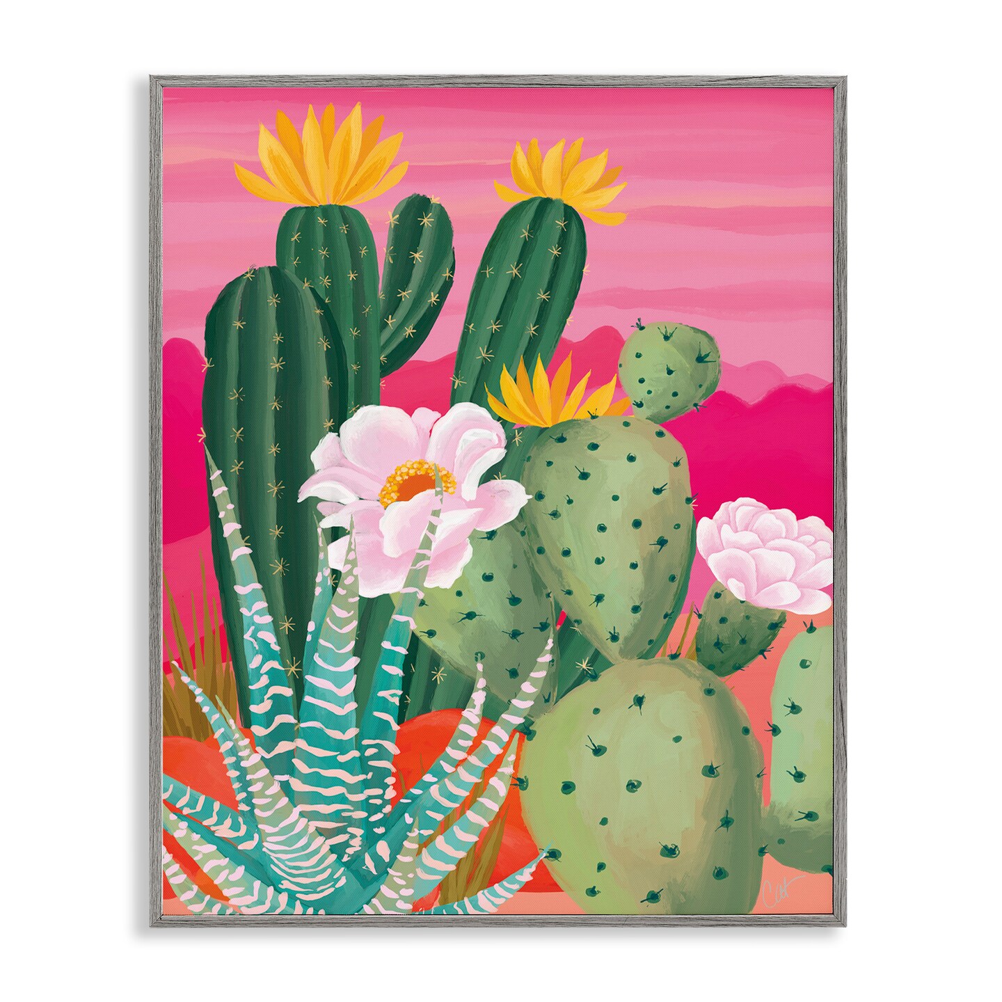 Stupell Industries Sunset Cactus Plants Framed Giclee, design by Cat  Thurman Designs, Color: Gray Framed, Size: 14 x 11 | Michaels