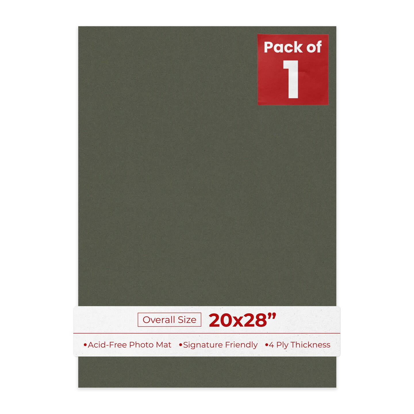 Dark Olive Green 20x28 Uncut Mat Board - Blank Sheets, No Opening