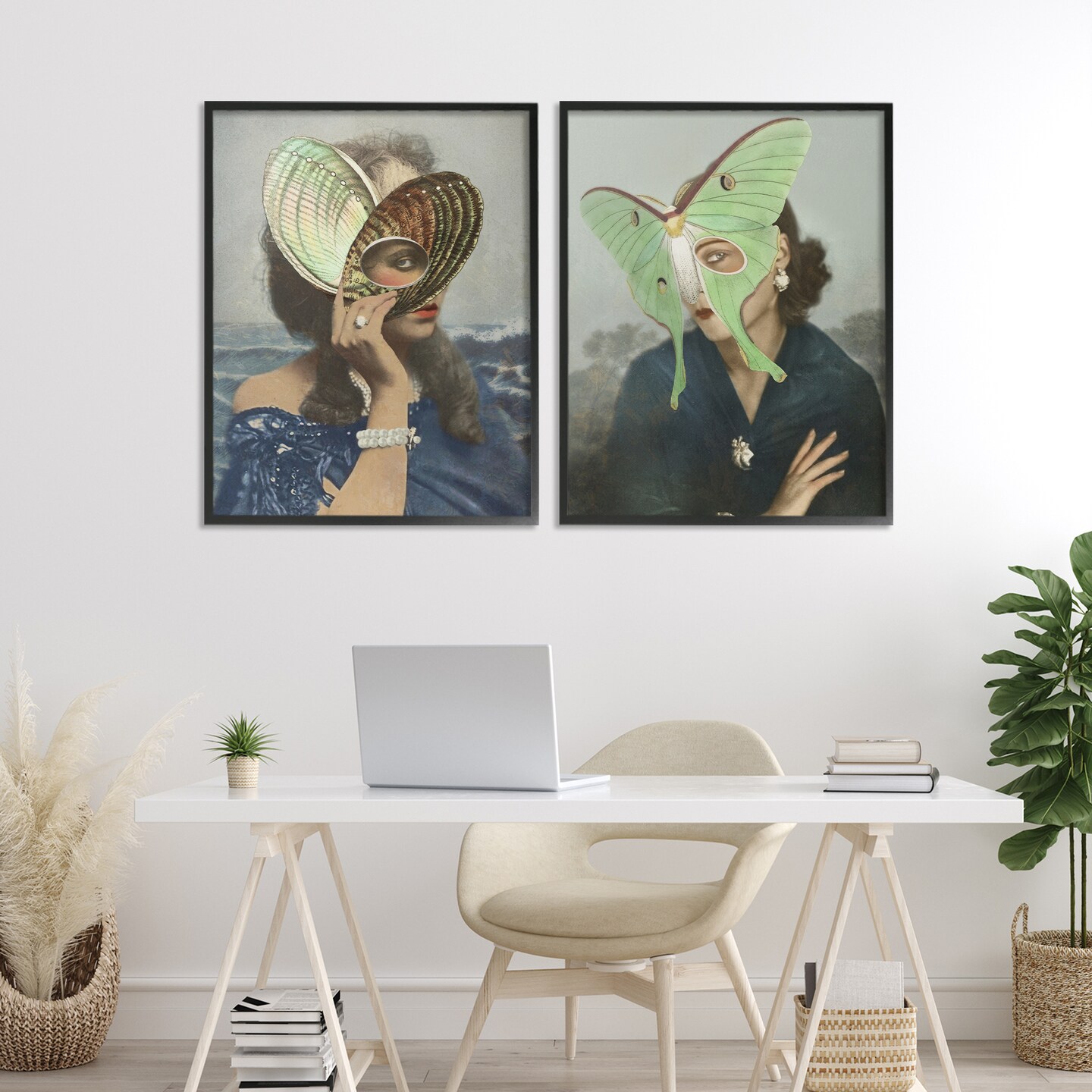 Stupell Industries Naturalist Women Portraits 2pc Framed Giclee Set, design by Victoria Barnes