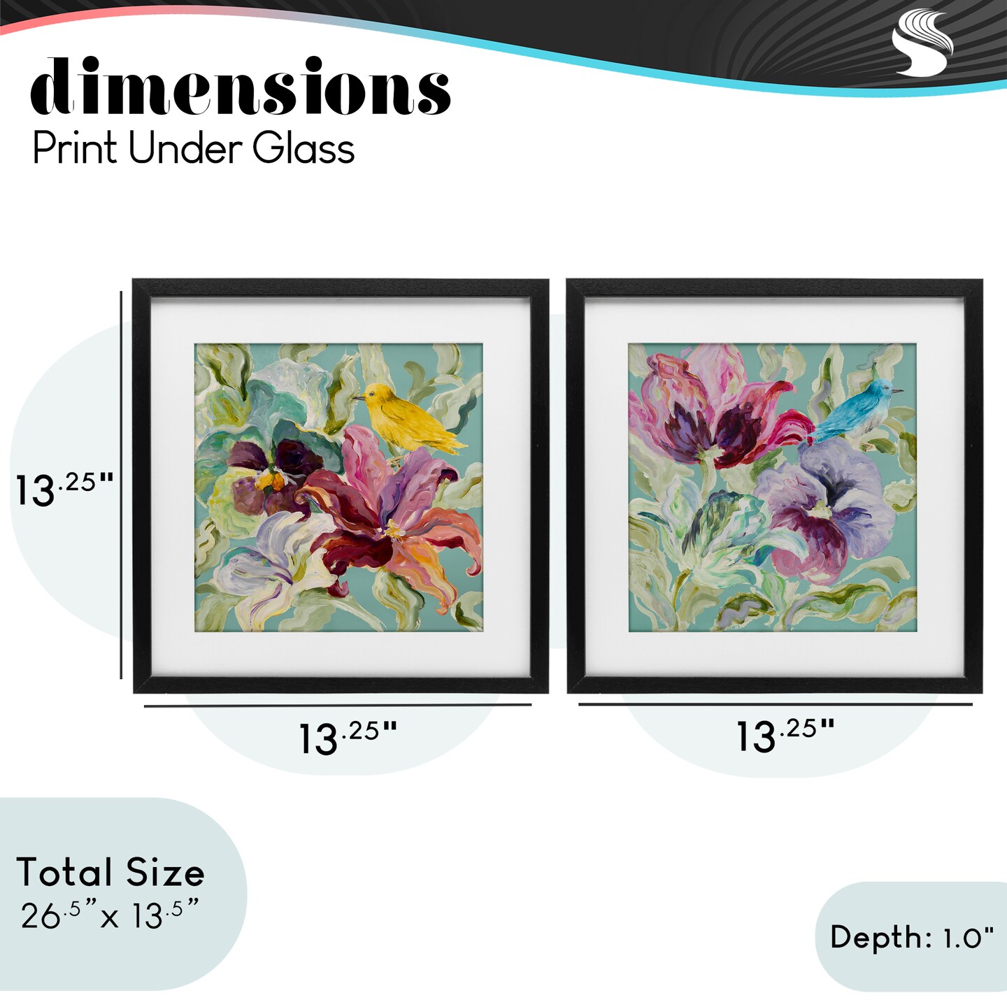 Stupell Industries Lyrical Garden Canaries 2pc Framed Print Under Glass Set, design by Lanie Loreth