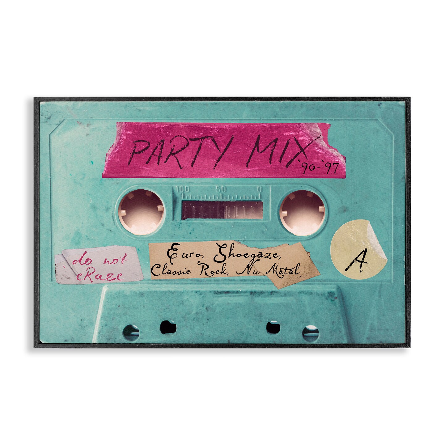 Stupell Industries Retro Party Mix Cassette Framed Giclee, design by Annabelle Hall