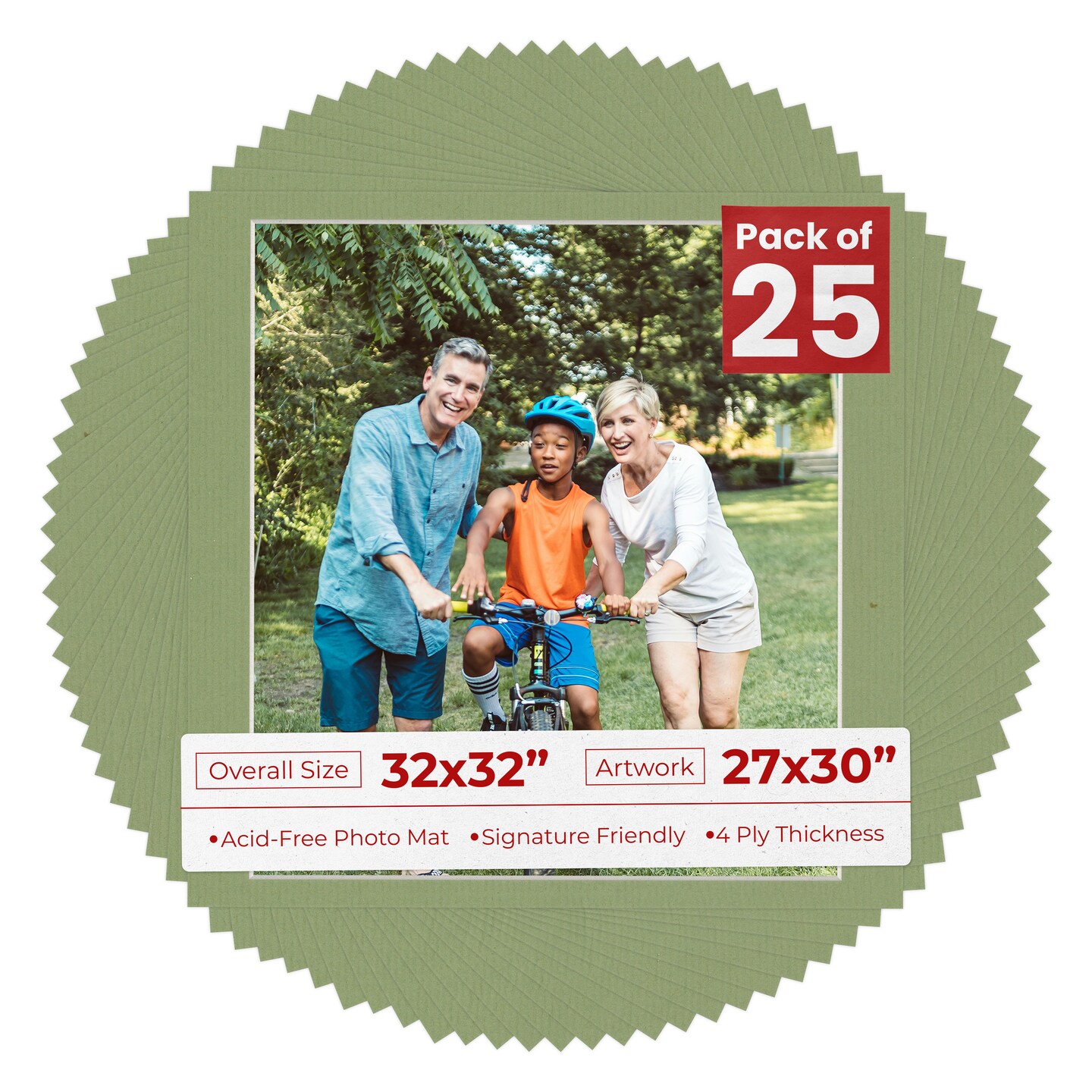 Palm Leaf Green Mat Board for 32x32 Frames - Fits 27x30 Photos, Color ...