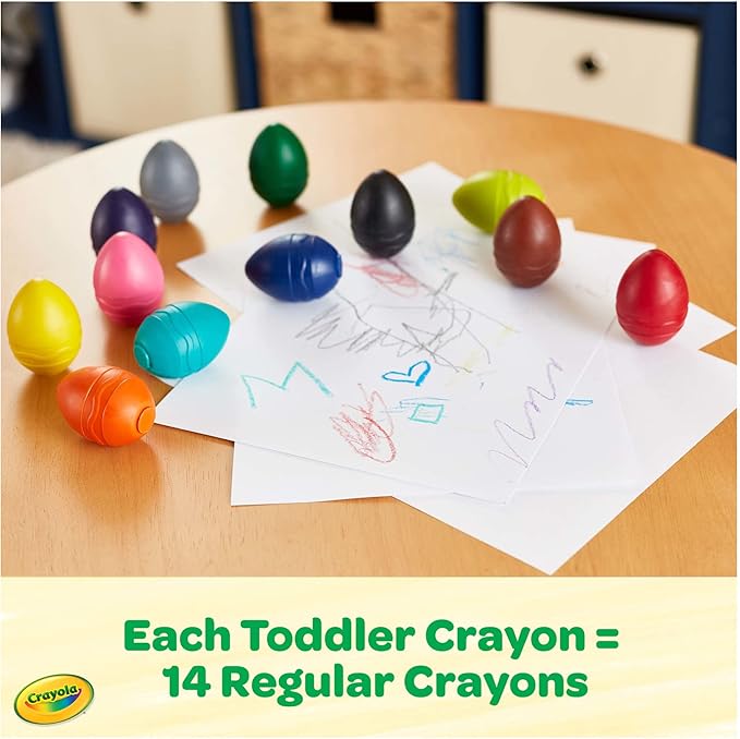 Large Egg Crayons (12ct), Essential Easter Basket Stuffers, Jumbo Washable Crayons for Toddlers, Spring Craft Supplies, Small Easter Egg Gift, Ages 1+