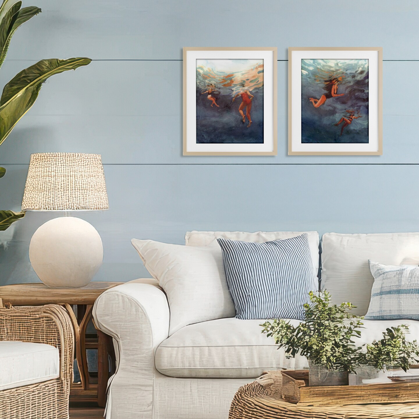 Stupell Industries Swimming Summer's Dance 2pc Framed Print Under Glass Set, design by Victoria Barnes