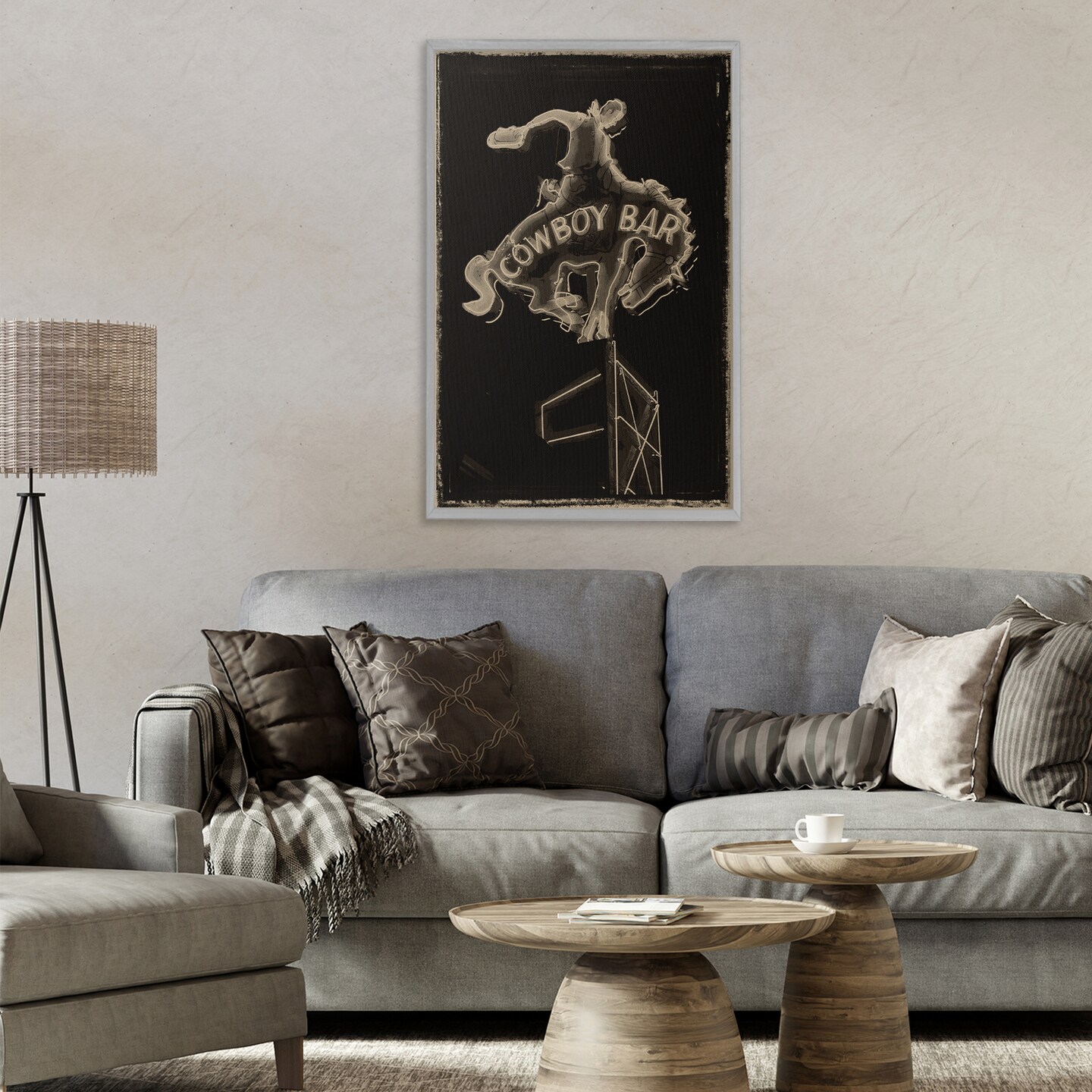 Stupell Industries Cowboy Bar on Black Framed Giclee, design by Grotto Studios