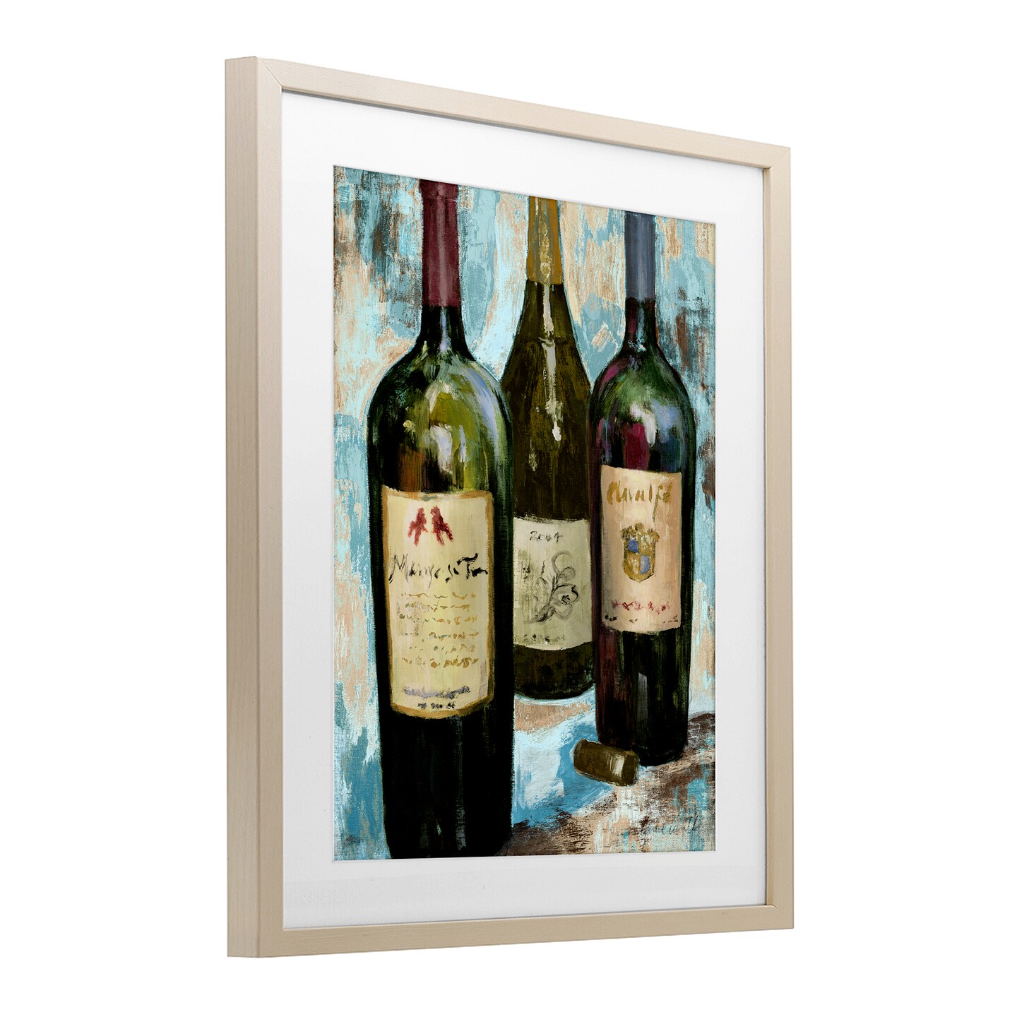 Stupell Industries Labeled Wine Bottle Trio Framed Print Under Glass, design by Lanie Loreth