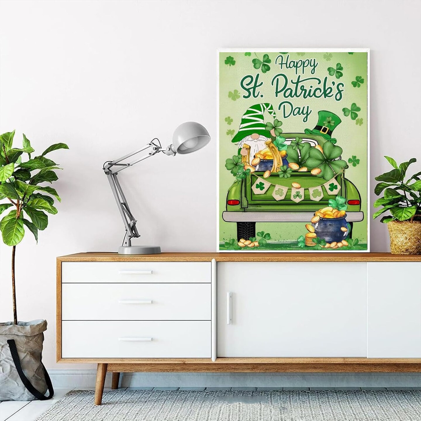 St. Patrick’s Day Diamond Painting Kit for Adults – 5D Full Drill Shamrock Diamond Art for Beginners, DIY Gem Crafts for Wall Décor, 12×16 Inch