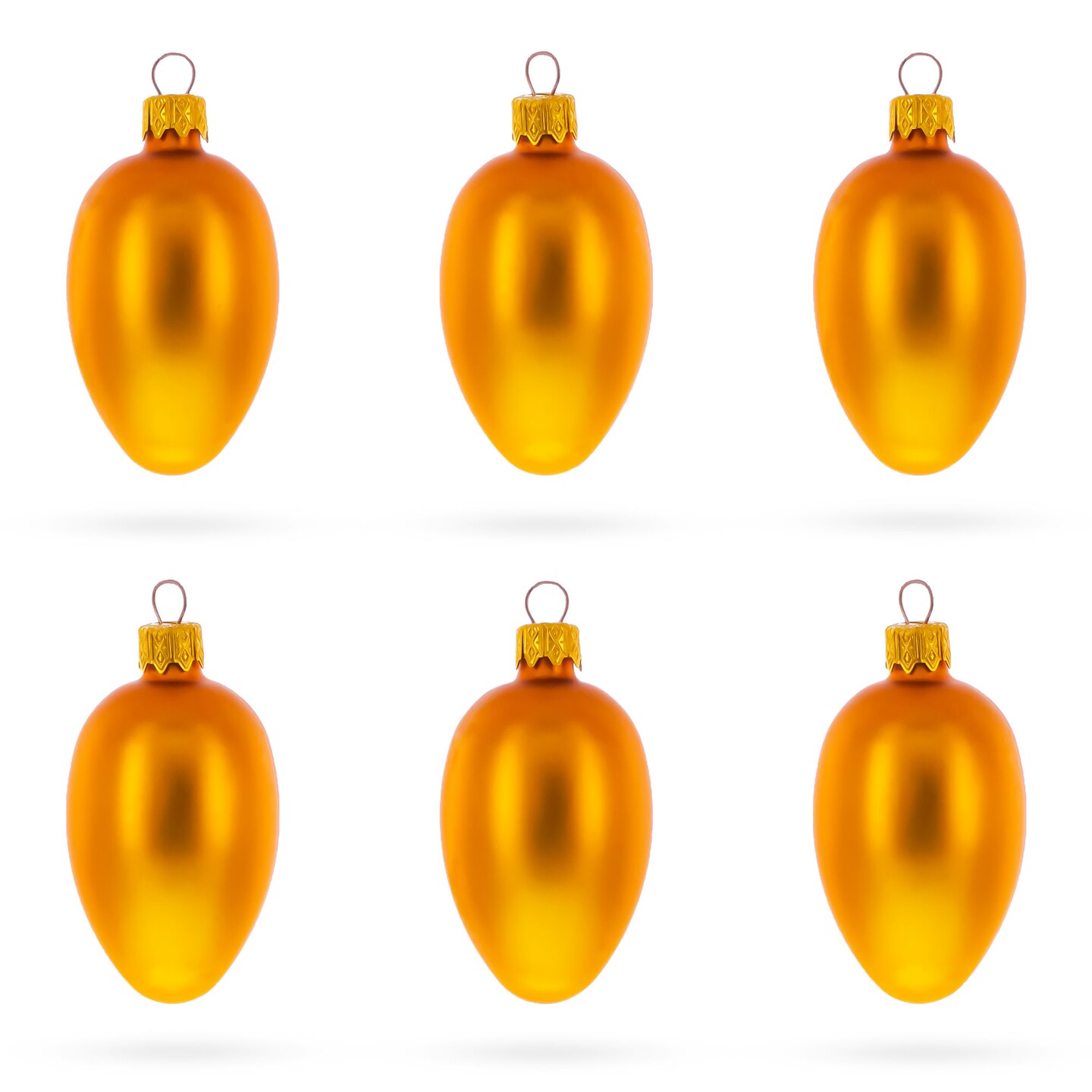 Set of 6 Matte Gold Mini Glass Egg Ornaments 2.9 Inches