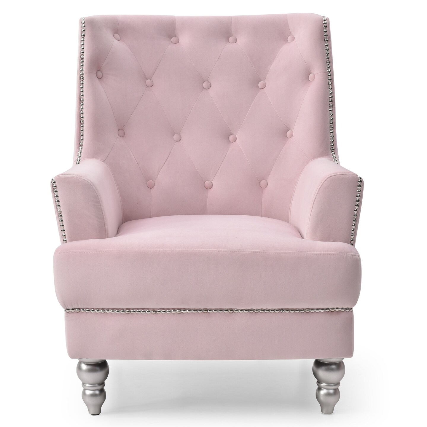 Contemporary Home Living Velvet Upholstered Tufted Back Accent Chair - 37&#x22; - Pink