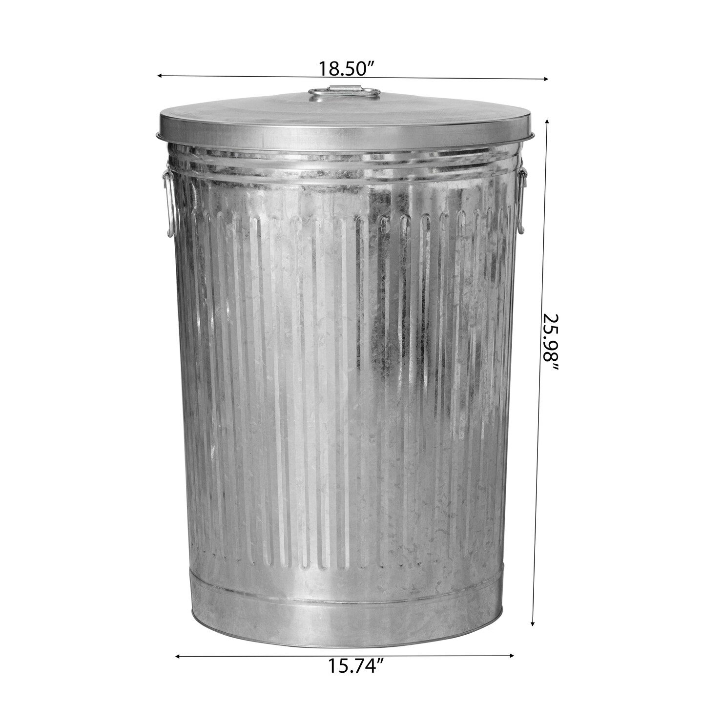 Gardenised Round Galvanized Steel, Trash Can with Lid - Durable Metal Bucket for Backyard, Lawn, Garden and Yard Use - Weather-Resistant Garbage Can for Indoor and Outdoor