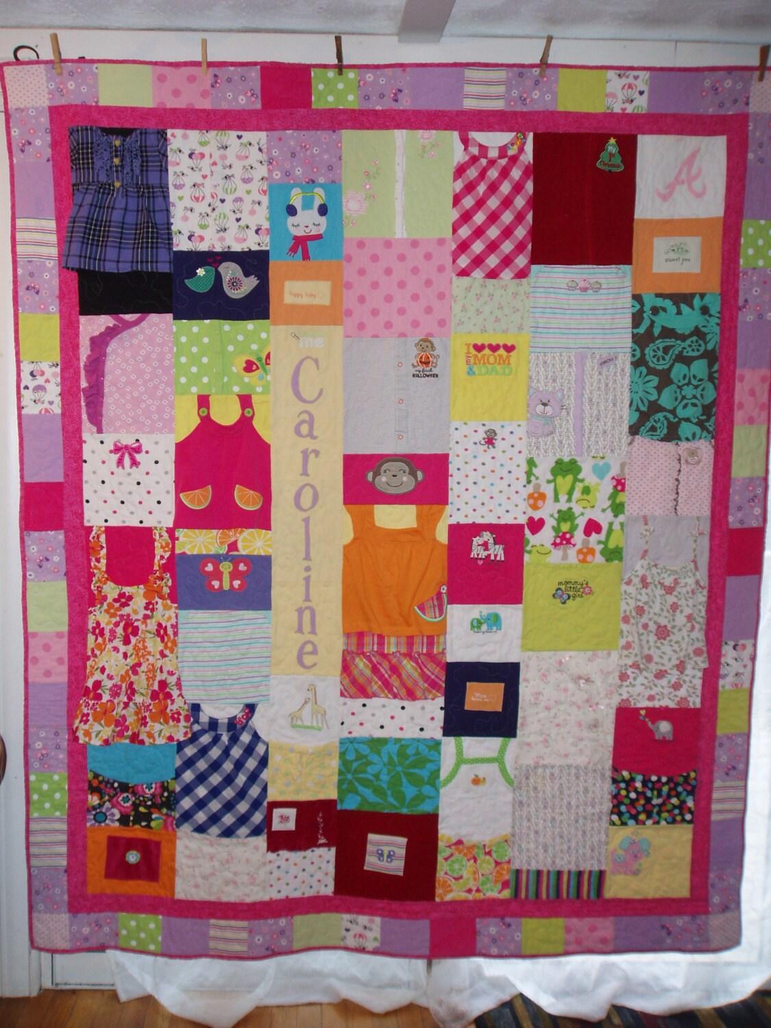 product name is BABY CLOTHES QUILT Twin size custom made from your baby clothing