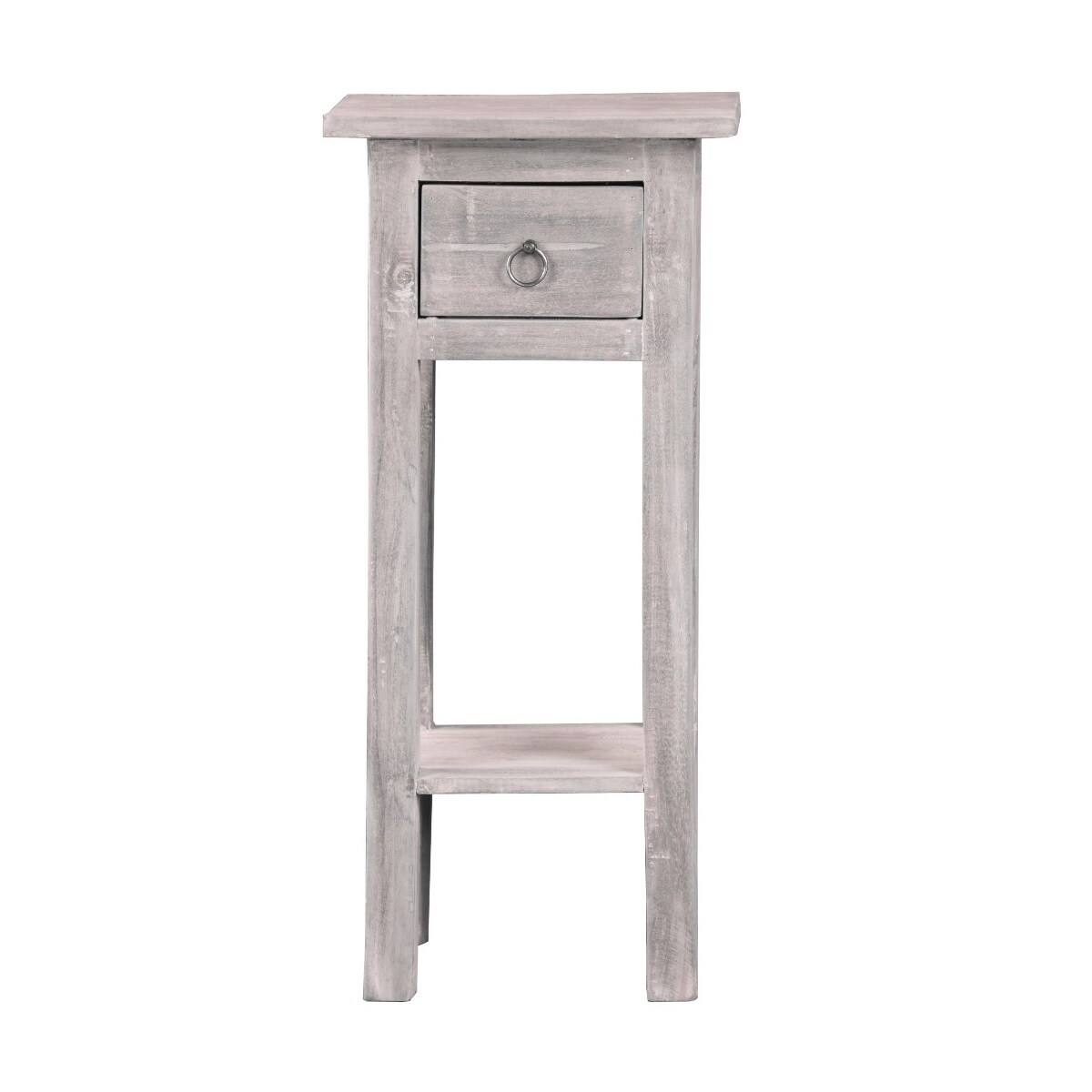 Contemporary Home Living Single Drawer Wooden End Table - 25.75&#x22; - Antiqued Gray