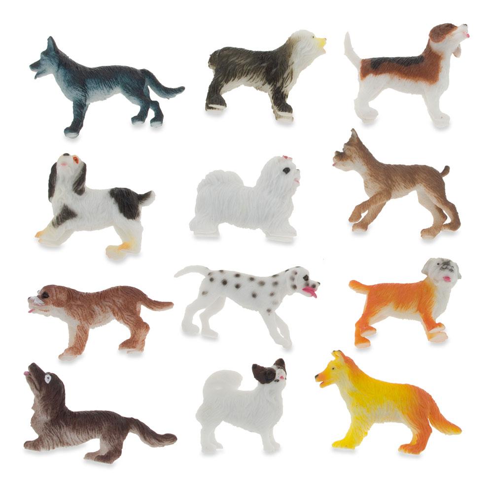Set of 12 Miniature Resin Dog Figurines 2 Inches