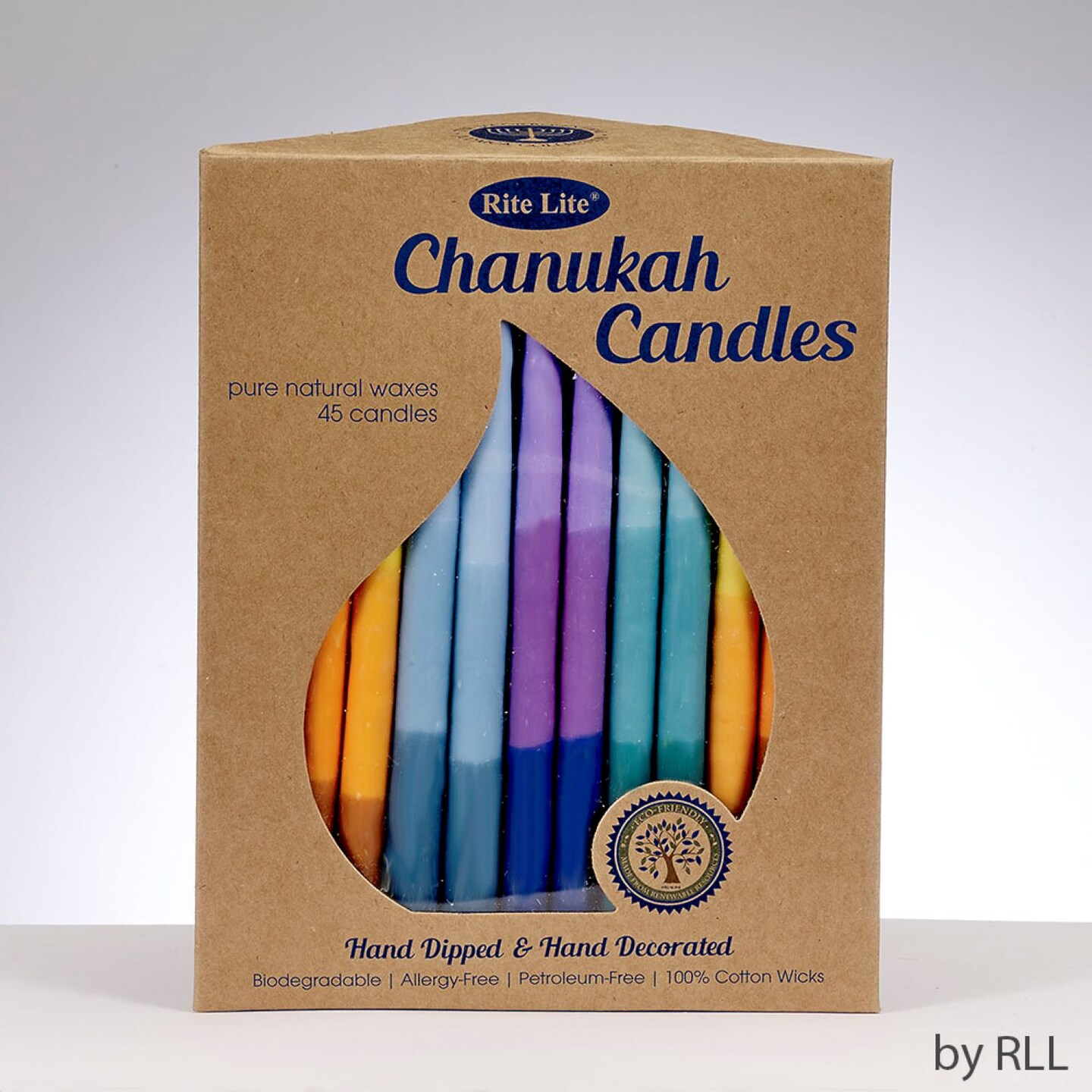 Rite Lite Premium Menorah Hanukkah Candles - 5.25&#x22; - Tricolor Multi - 45ct