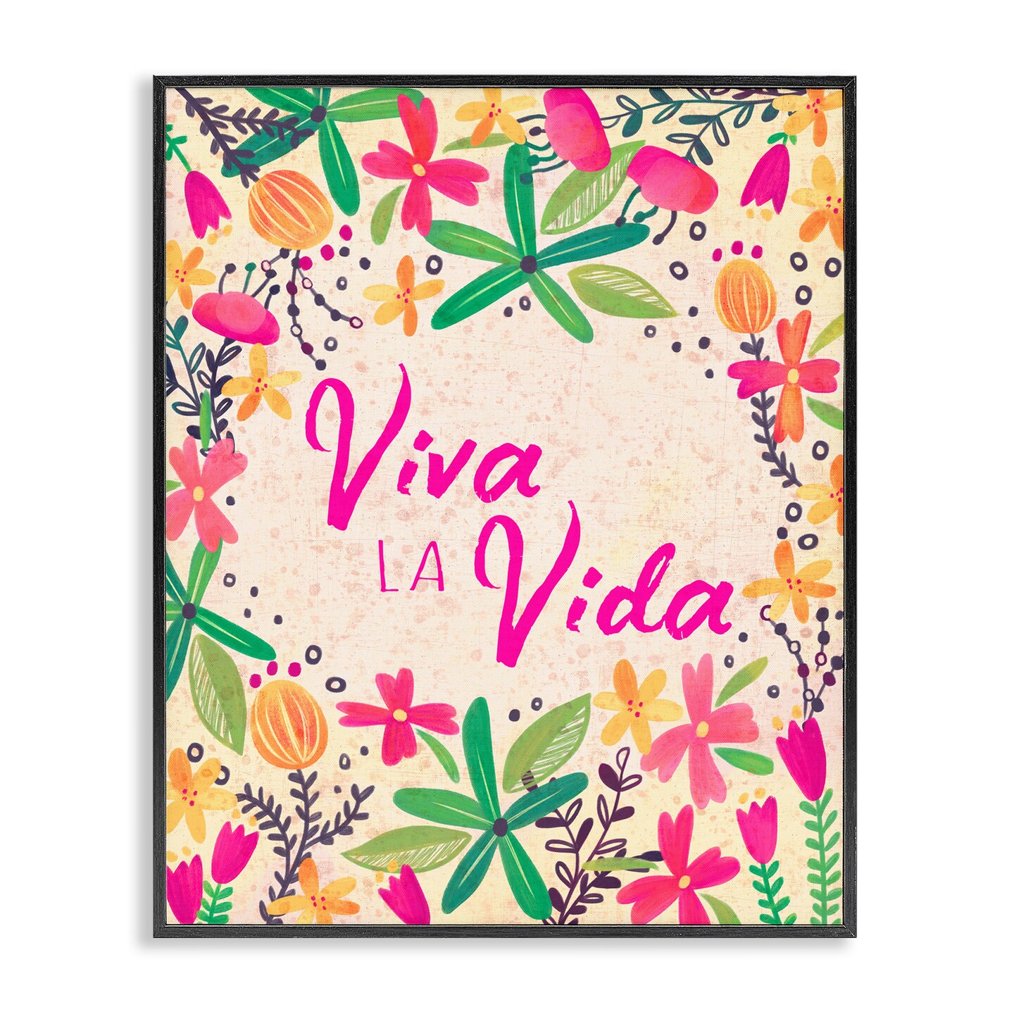 Stupell Industries Viva la Vida Flores Tropicales Framed Giclee Art