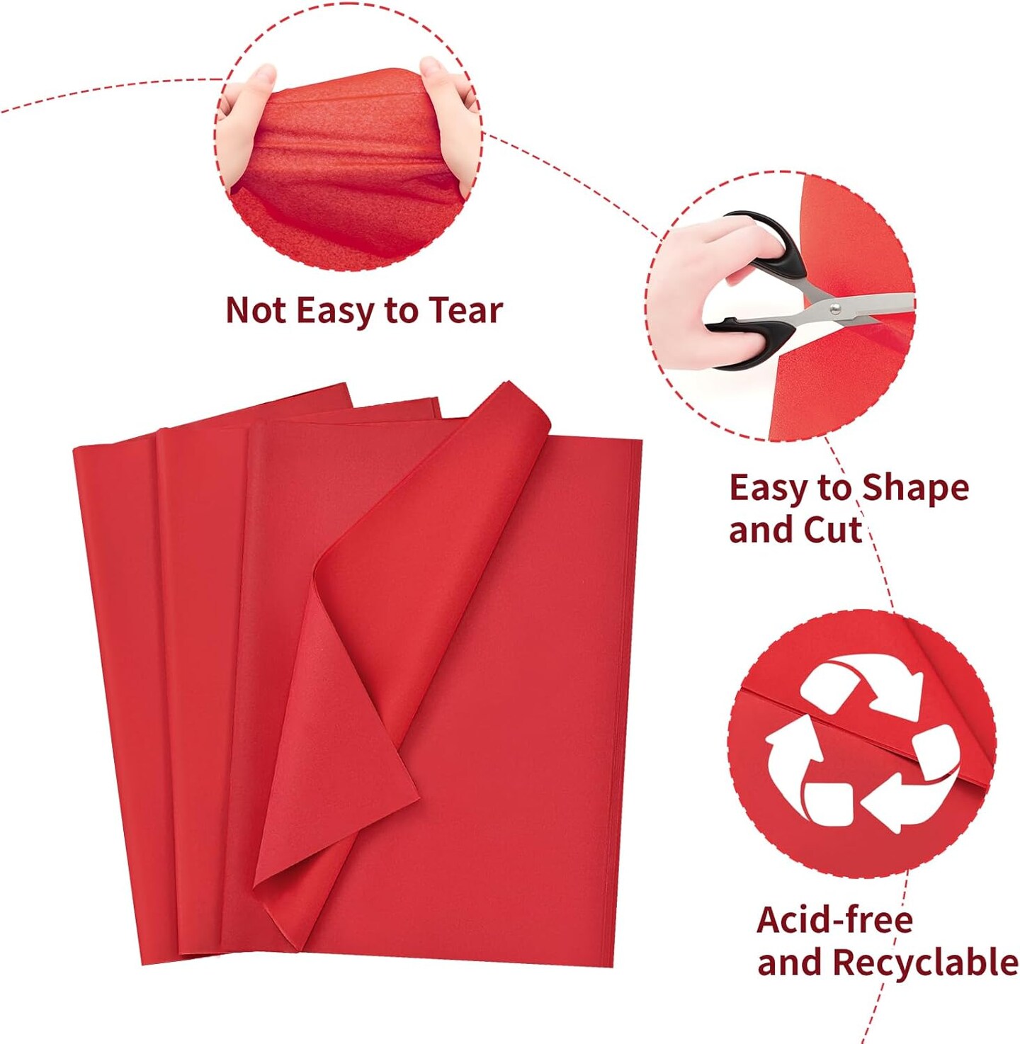 Red Tissue Paper for Gift Bags, 480 Sheets 15 x 20 Inches Red Tissue Paper Bulk for Packaging, Gift Wrapping Tissue Paper for Crafts, Christmas, Wedding, Birthday, Holiday, Party Decor
