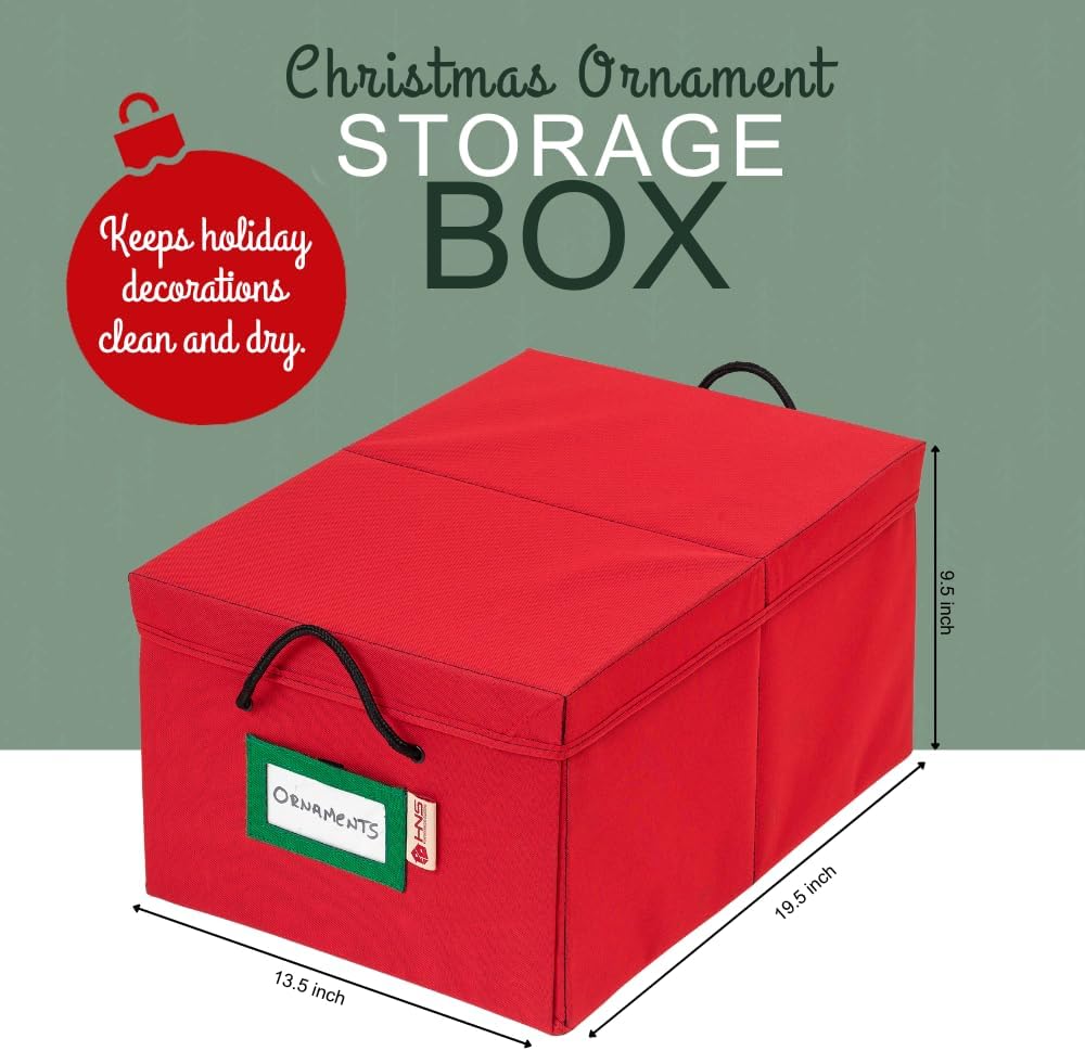 Christmas Ornament Storage Container Box with Dividers - Stores up to 72-3&#x22; Ornaments - Large Christmas Ball Storage Container Bins with 3 Removable Trays with Separators.