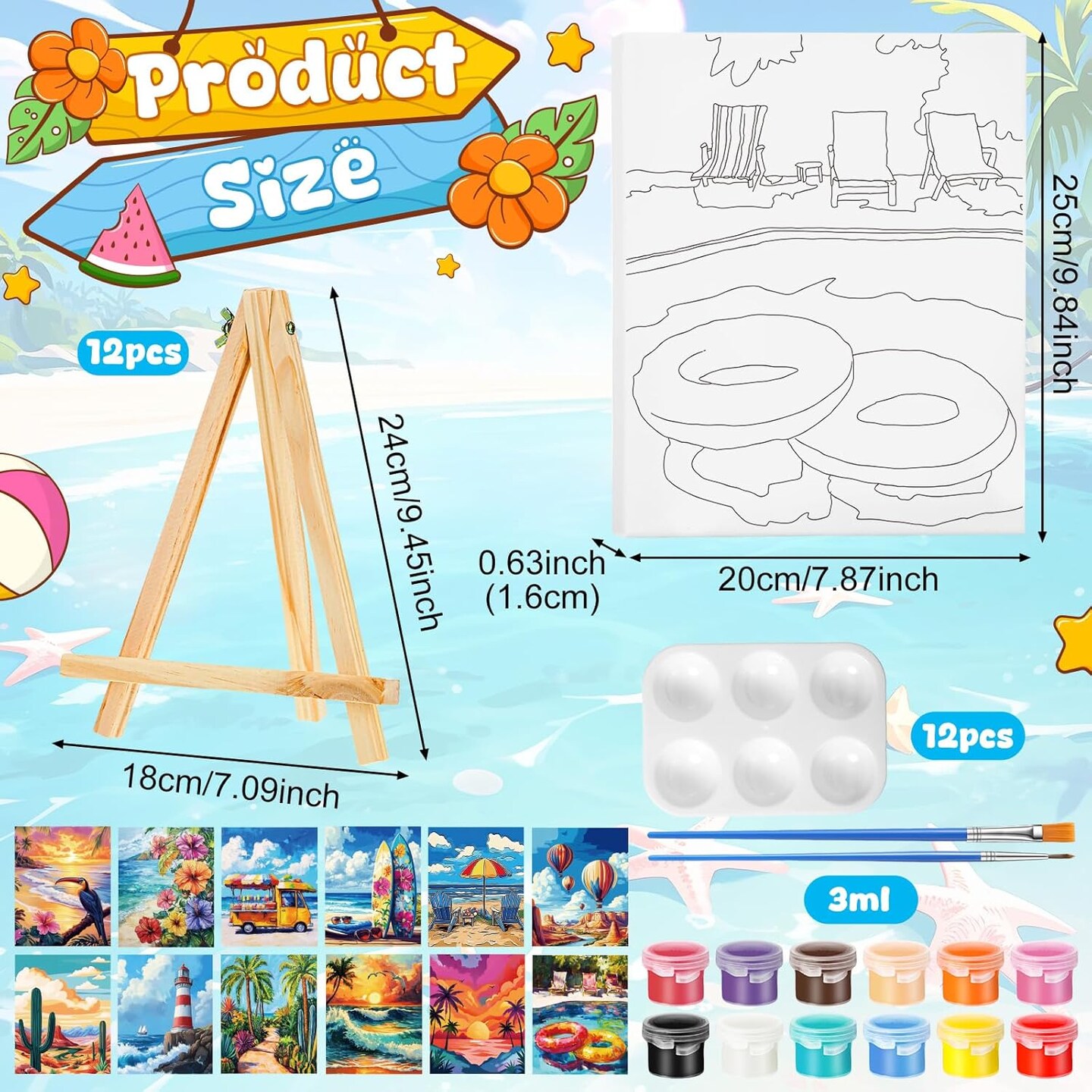 12 Pack Pre Drawn Canvas for Painting Sip and Paint Kit 8" x 10"