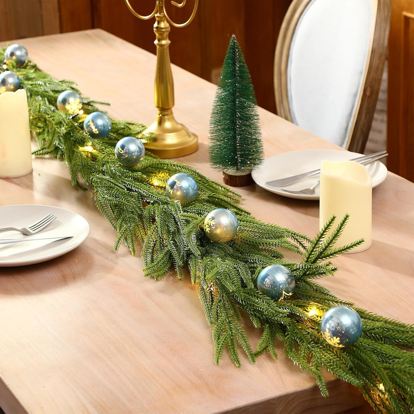 6.5ft Prelit Real Touch Christmas Norfolk Pine Garland